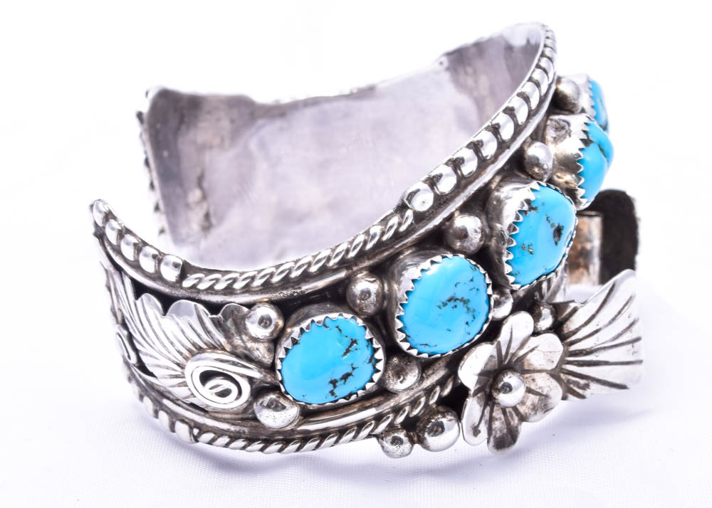 Jameson Lee Navajo Diné Sterling Silver Turquoise Cuff Bracelet