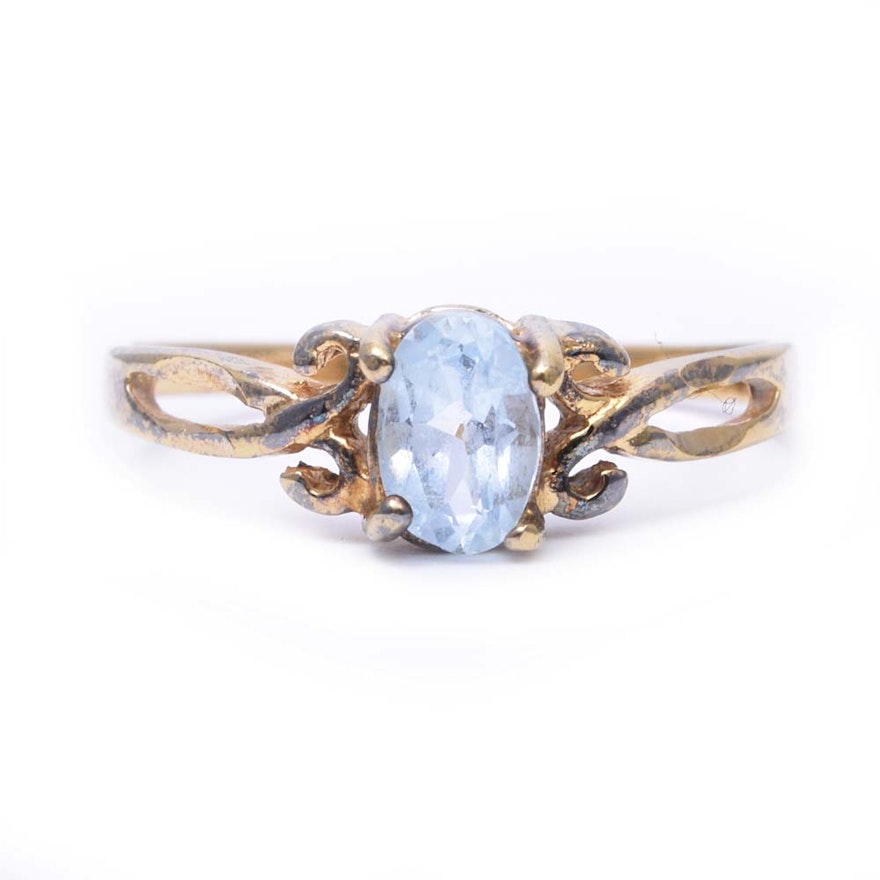 Gold over Sterling Silver Blue Topaz Ring