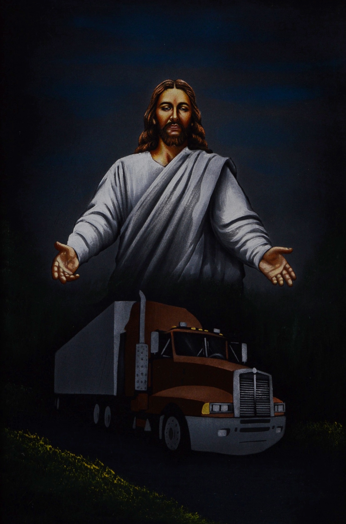 "Trucker Jesus" on Velvet from Mexico
