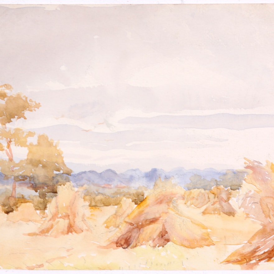Original Early 20th Century Landscape in Watercolor