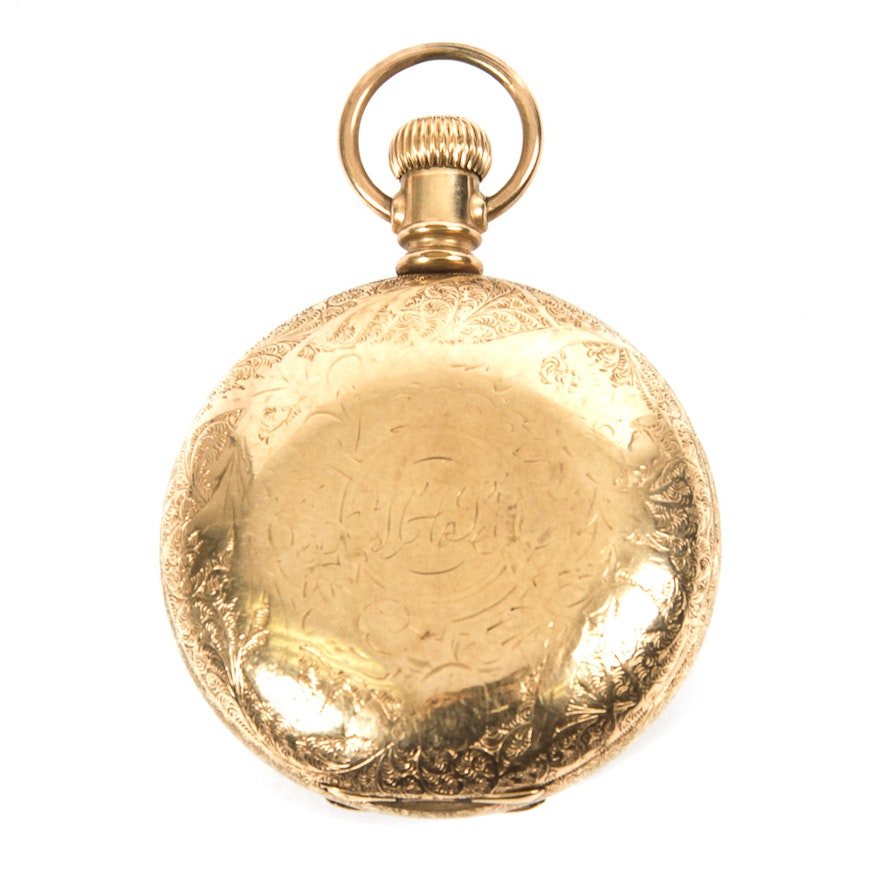 Antique Circa 1895 14K Gold Elgin Pocket Watch