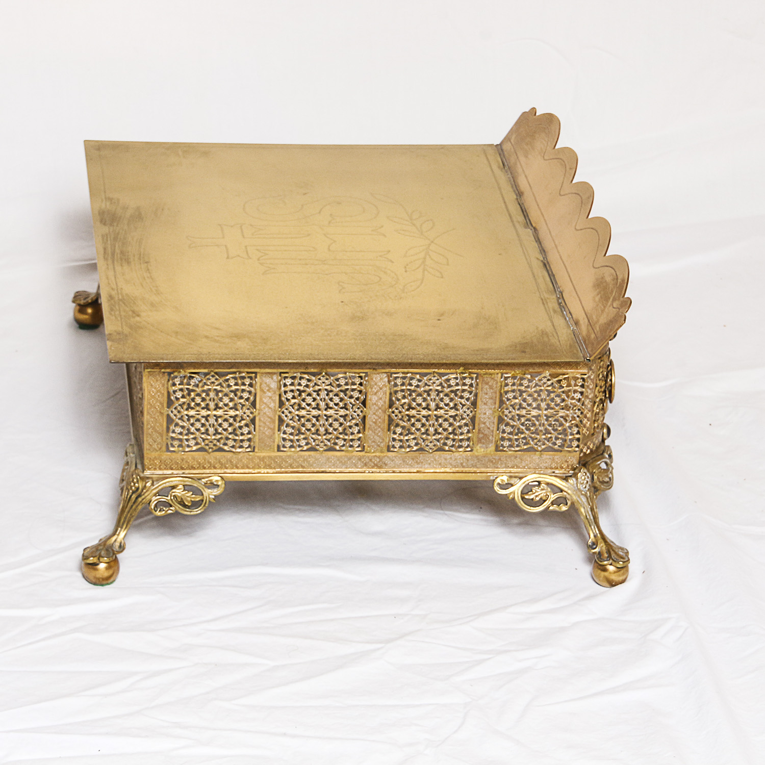 Vintage Brass and Enamel Bible Stand