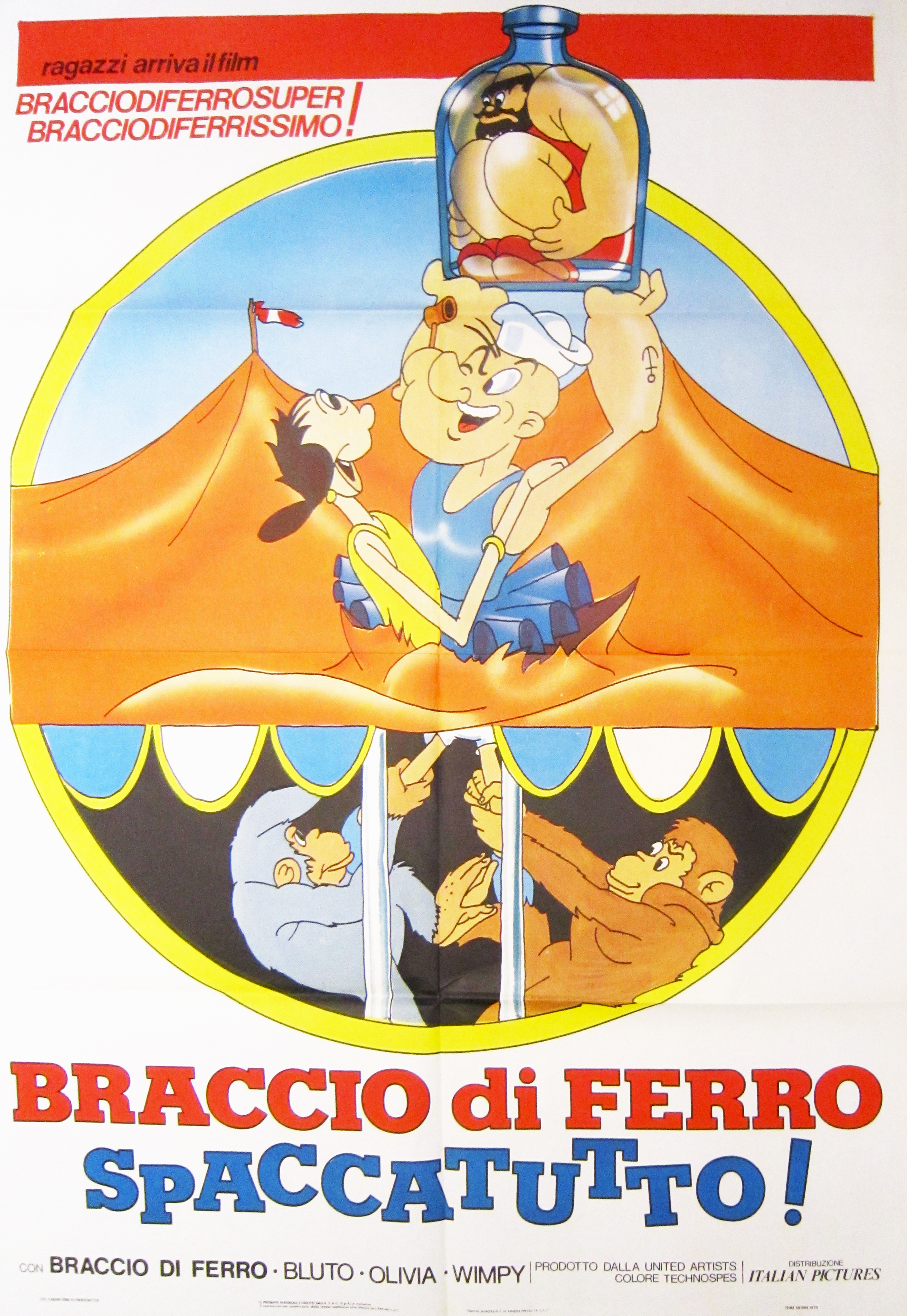 "Braccio di Ferro Spaccatutto" (Popeye) Vintage Foreign Movie Poster