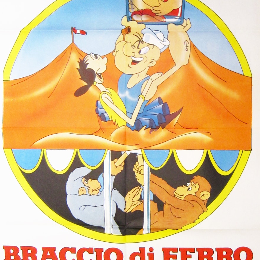 "Braccio di Ferro Spaccatutto" (Popeye) Vintage Foreign Movie Poster