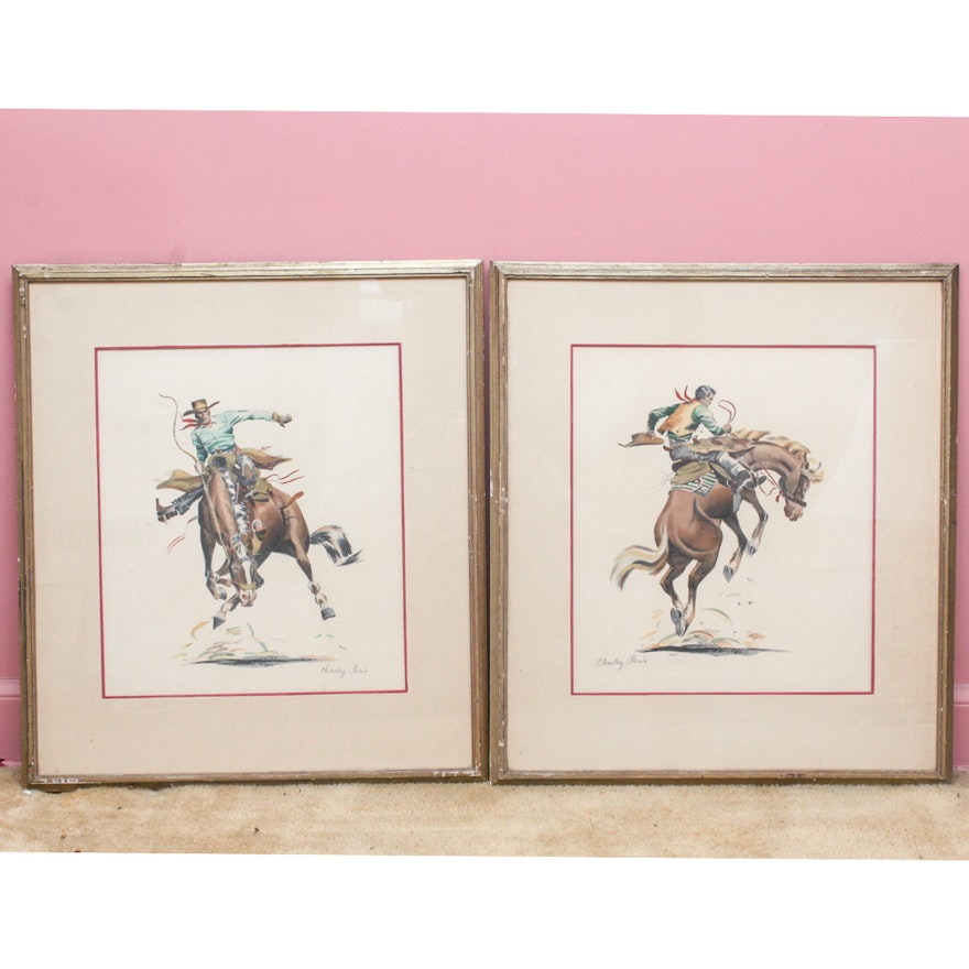 Charley Paris Lithographs "Warming Up" and "Riding High"
