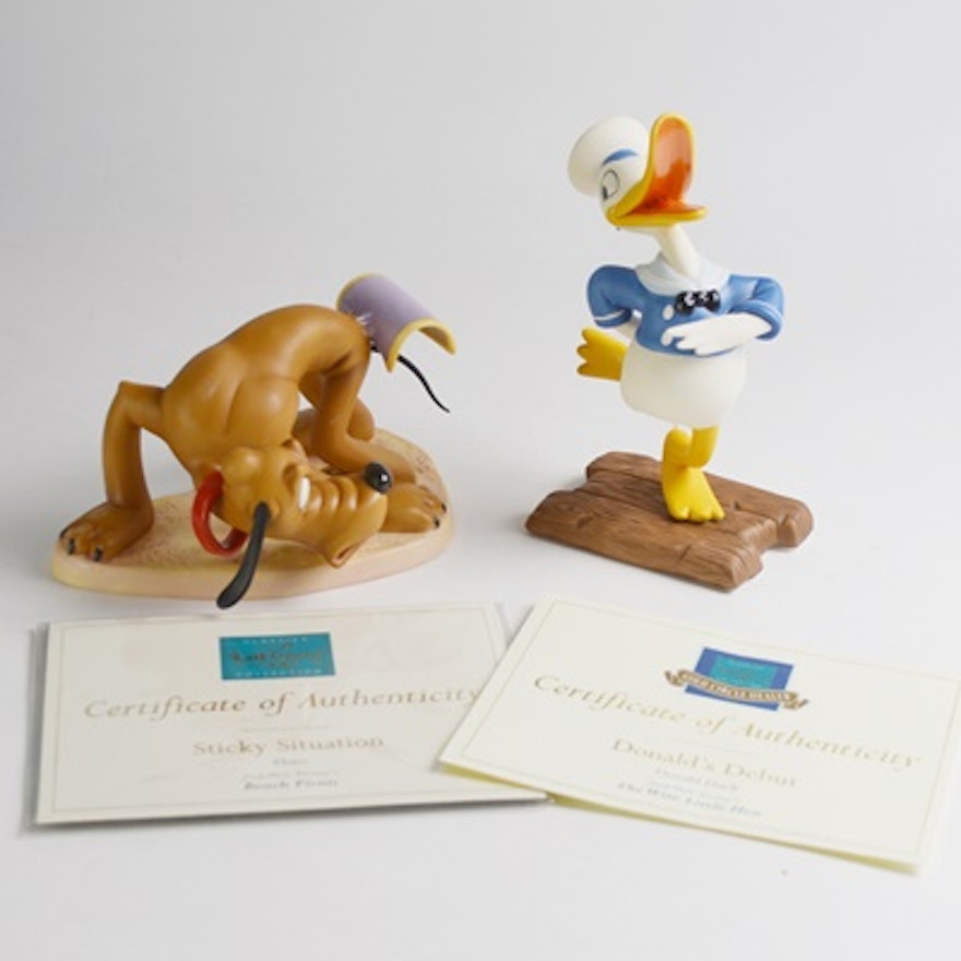 Walt Disney Classics Collection Pluto and Donald Duck Figurines