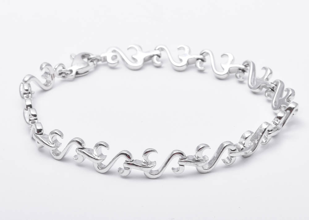 Jane Seymour Sterling Silver Open Heart Bracelet and Pendant Necklace