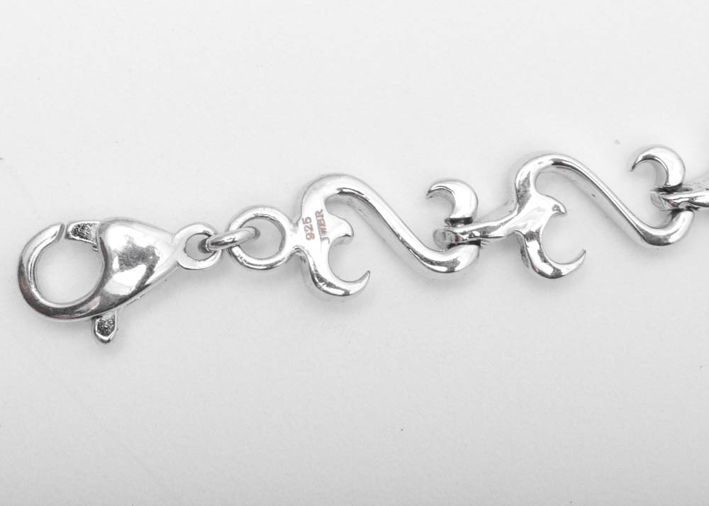 Jane Seymour Sterling Silver Open Heart Bracelet and Pendant Necklace