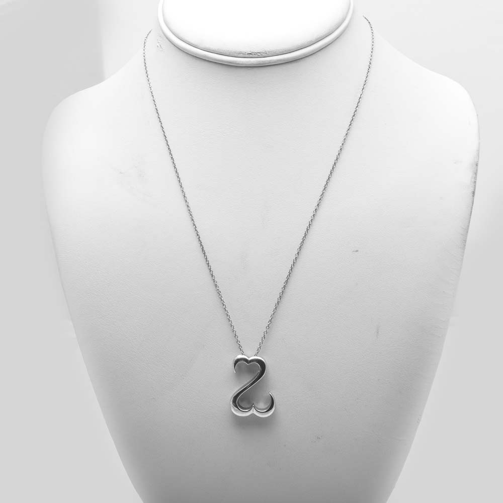 Jane Seymour Sterling Silver Open Heart Bracelet and Pendant Necklace