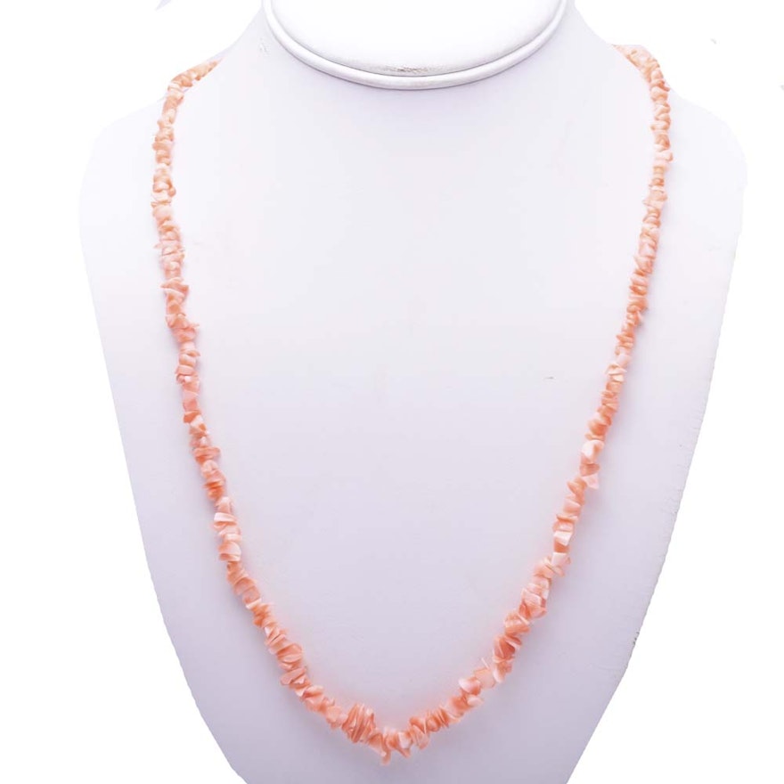 Coral Chip Necklace and Bracelet