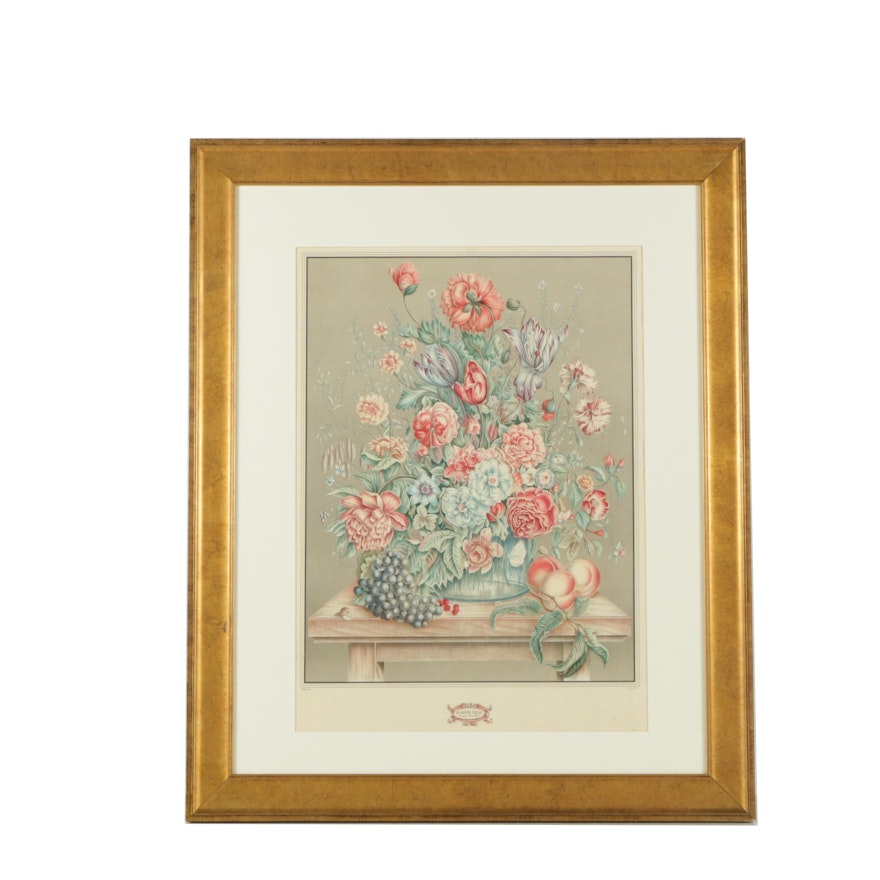 Lithograph After Joseph Nigg Floral Still Life