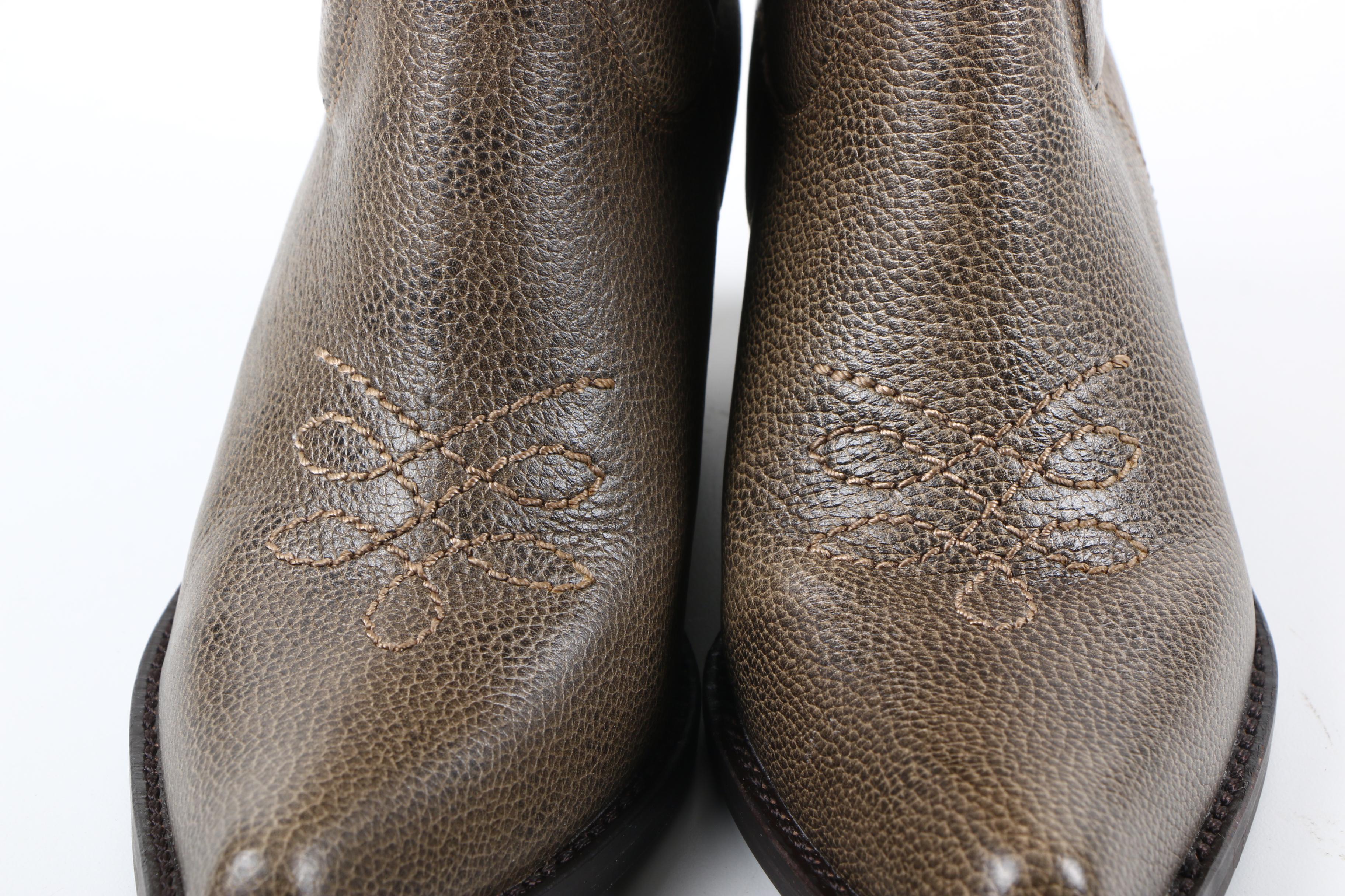 Women's Nine West Grey Leather Cowboy Boots