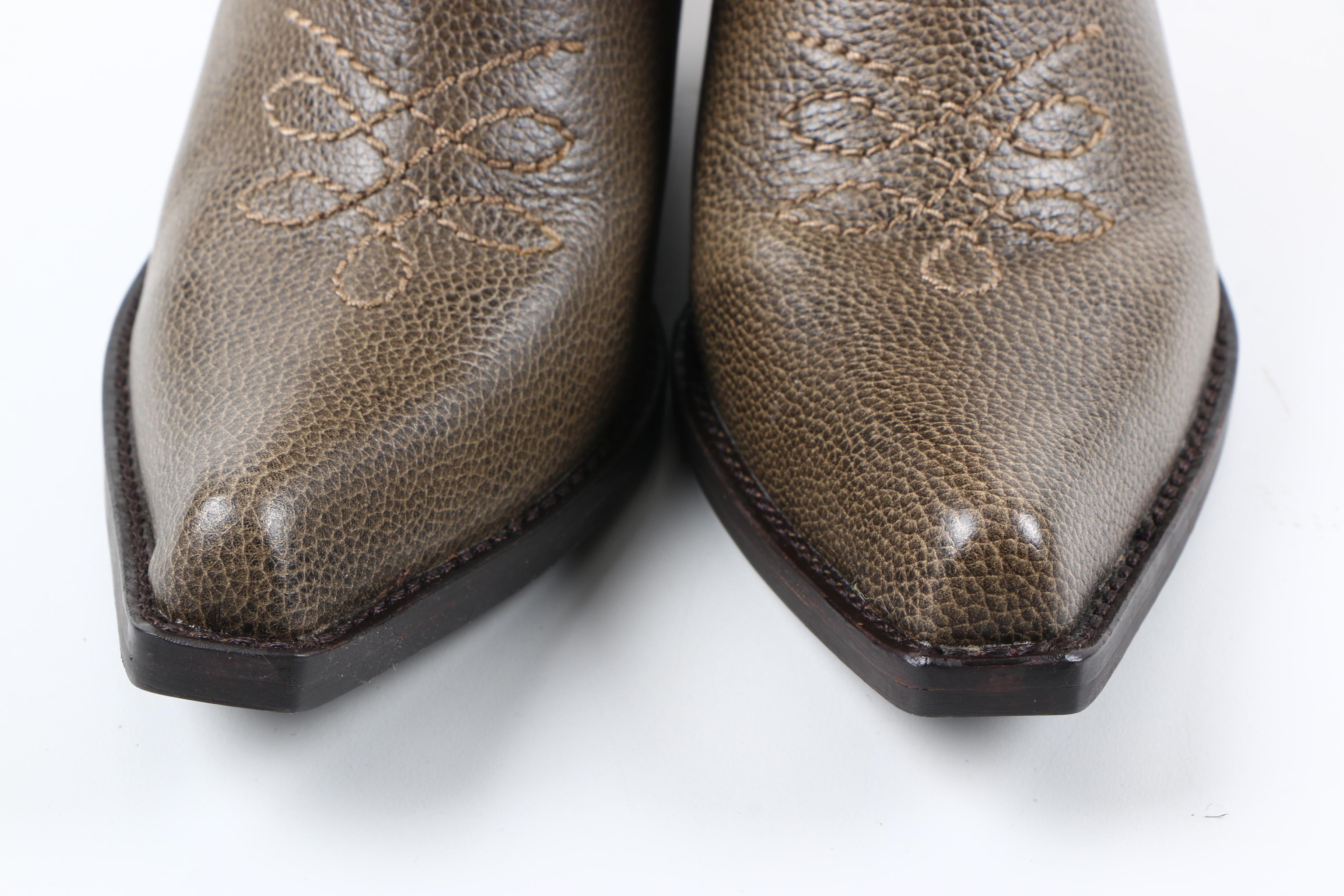 Women's Nine West Grey Leather Cowboy Boots