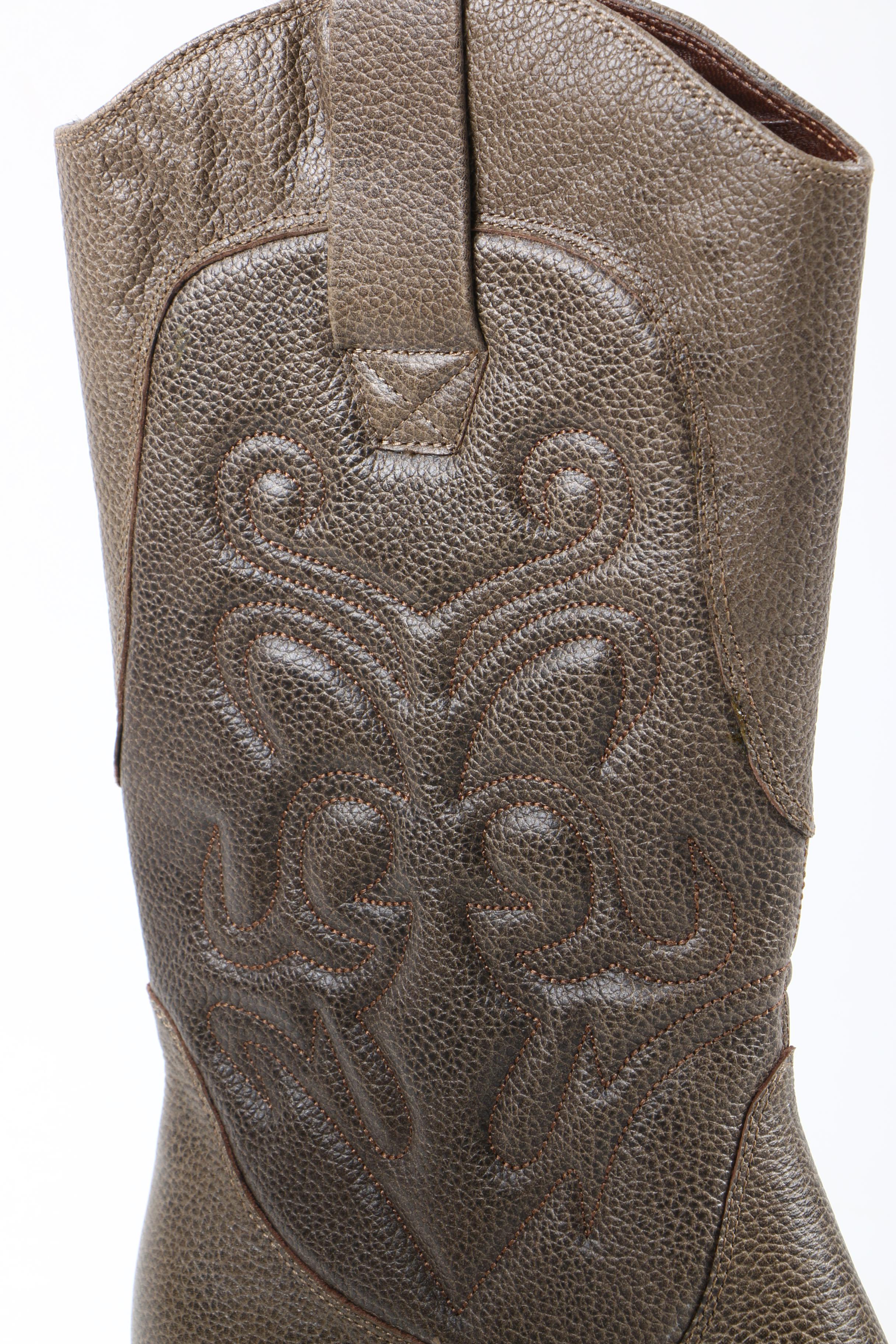 Women's Nine West Grey Leather Cowboy Boots