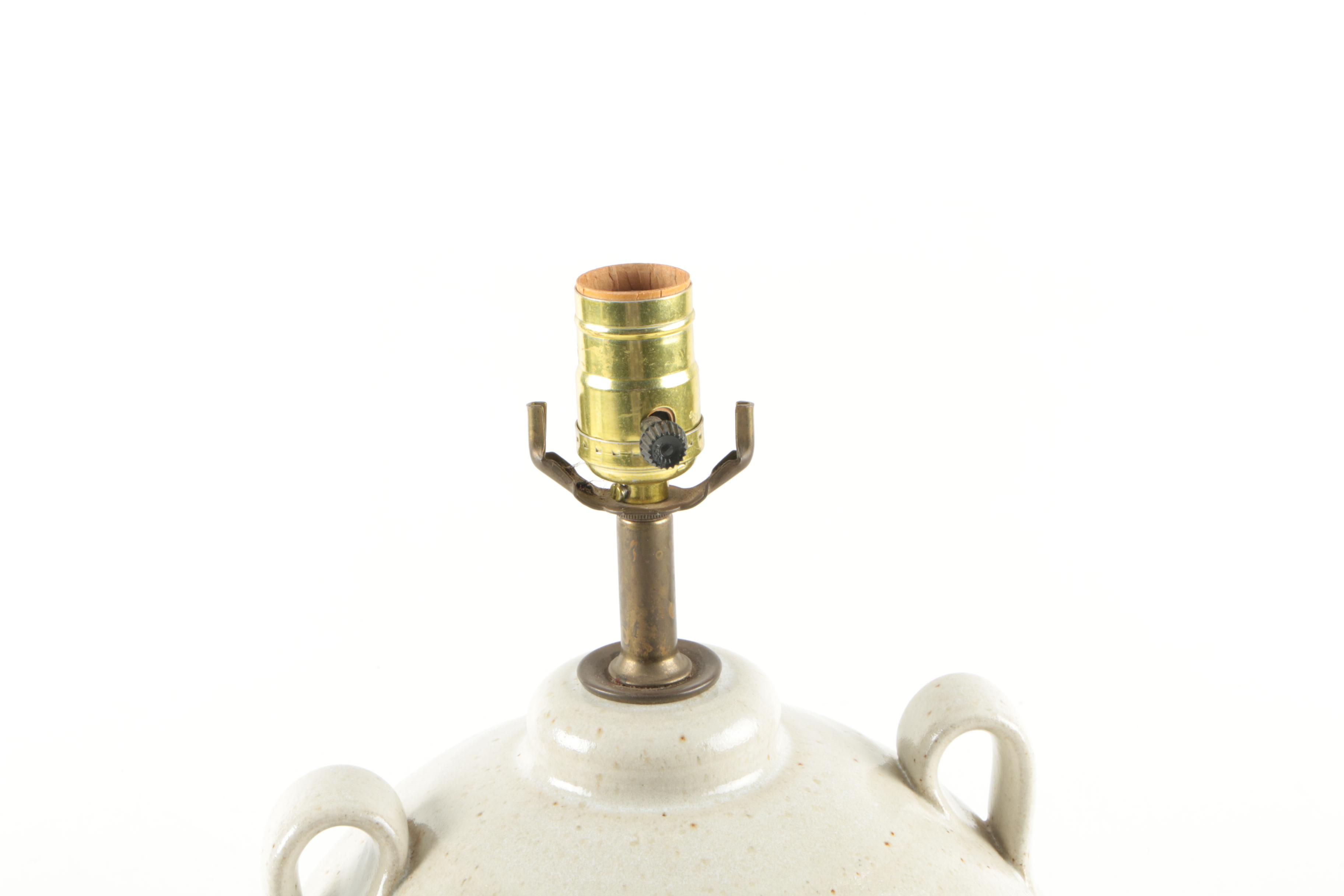 Vintage Hand-Painted Stoneware Jug Table Lamp