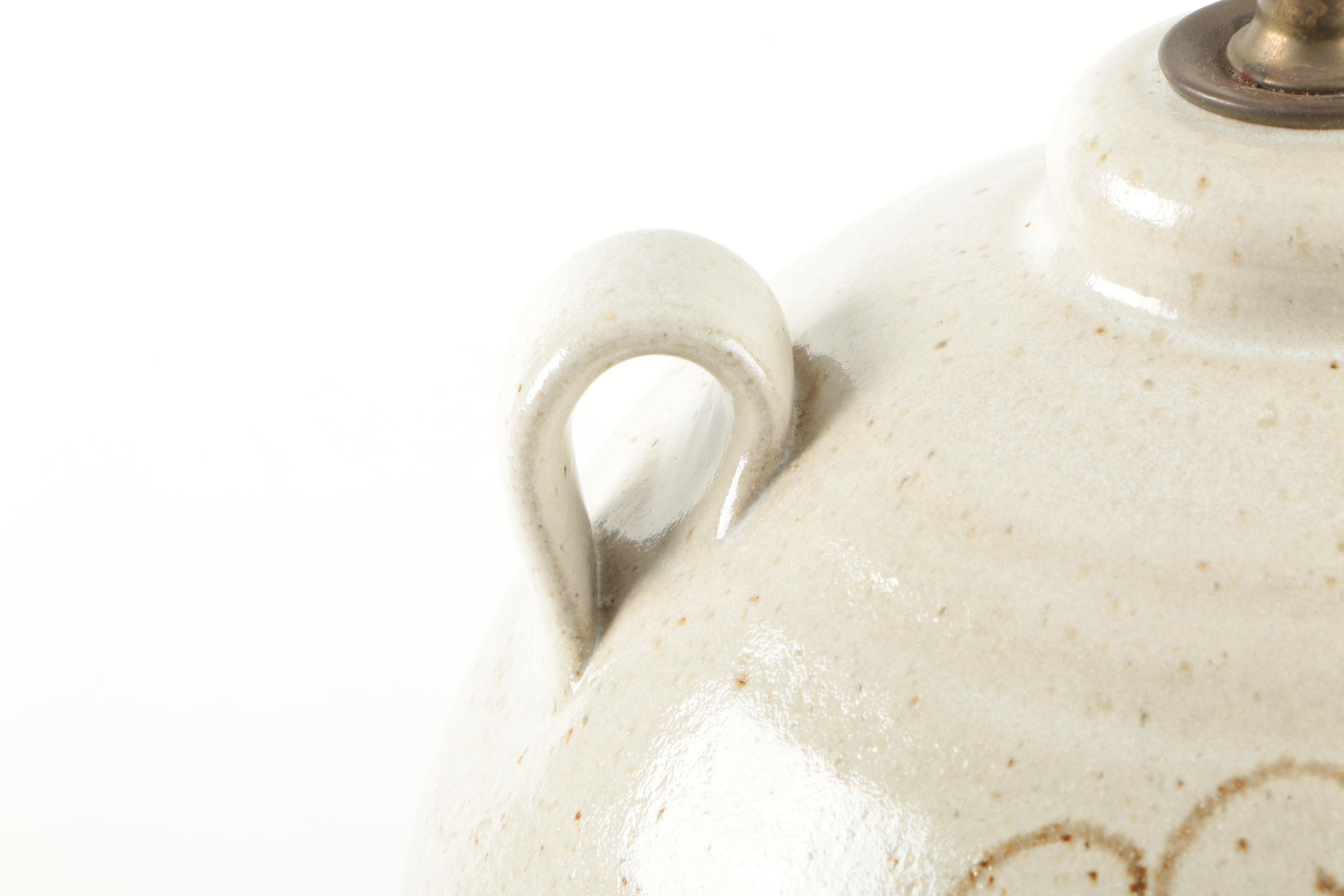 Vintage Hand-Painted Stoneware Jug Table Lamp