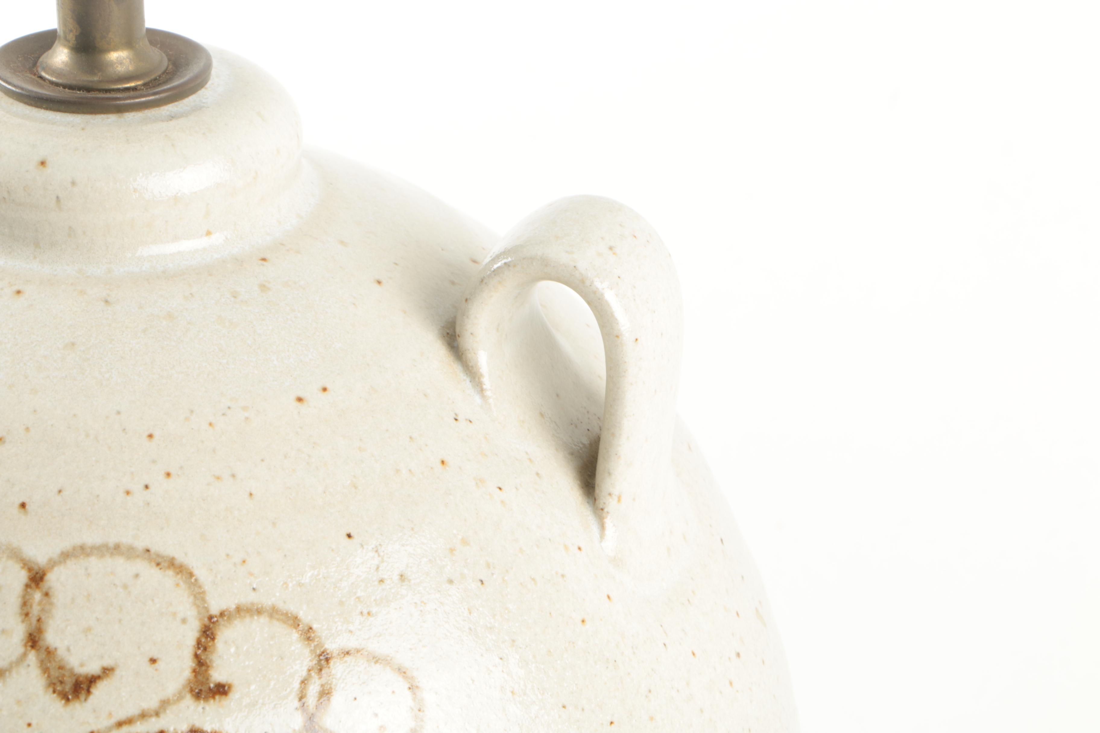 Vintage Hand-Painted Stoneware Jug Table Lamp