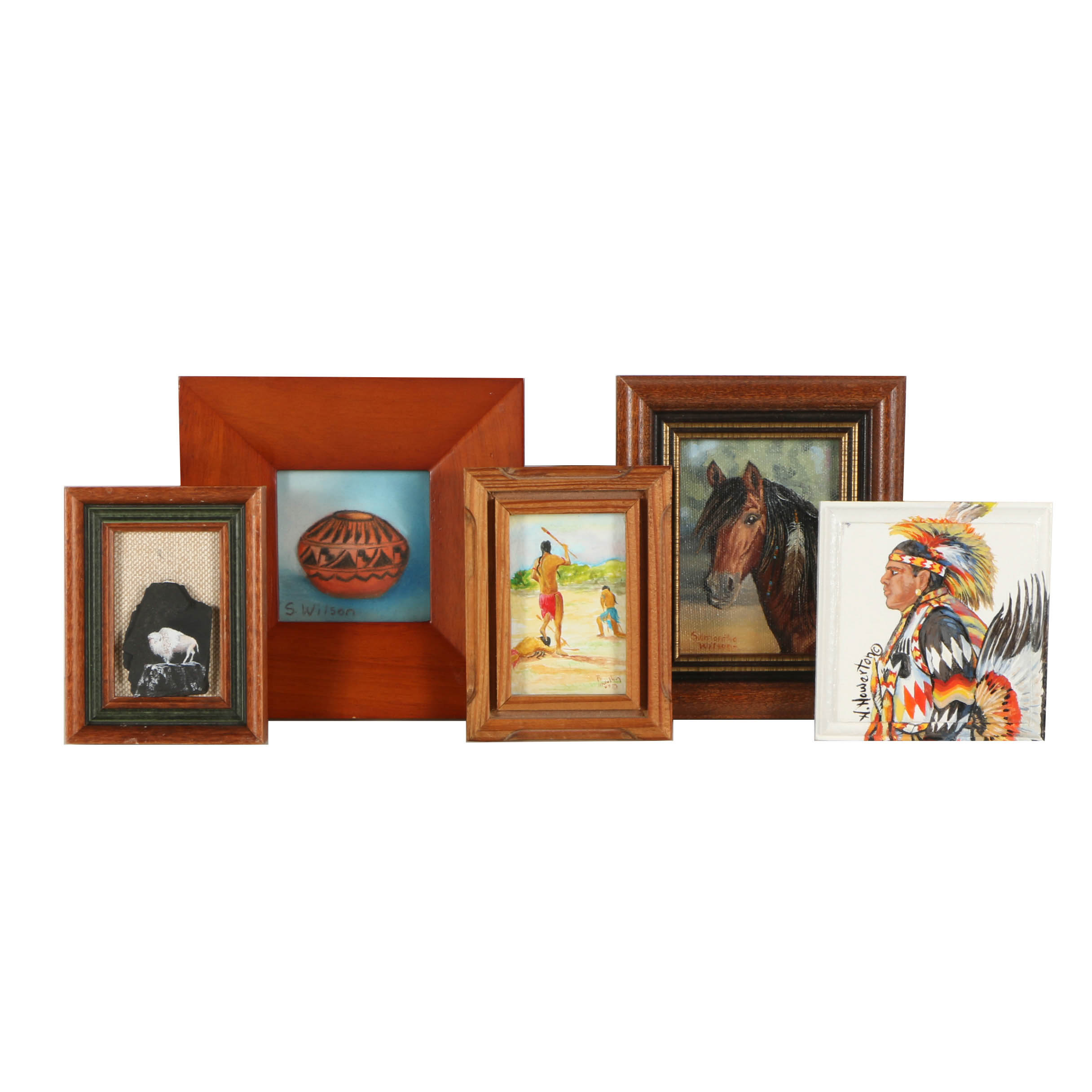 Assortment of Miniature Compositions of Native American Scenes