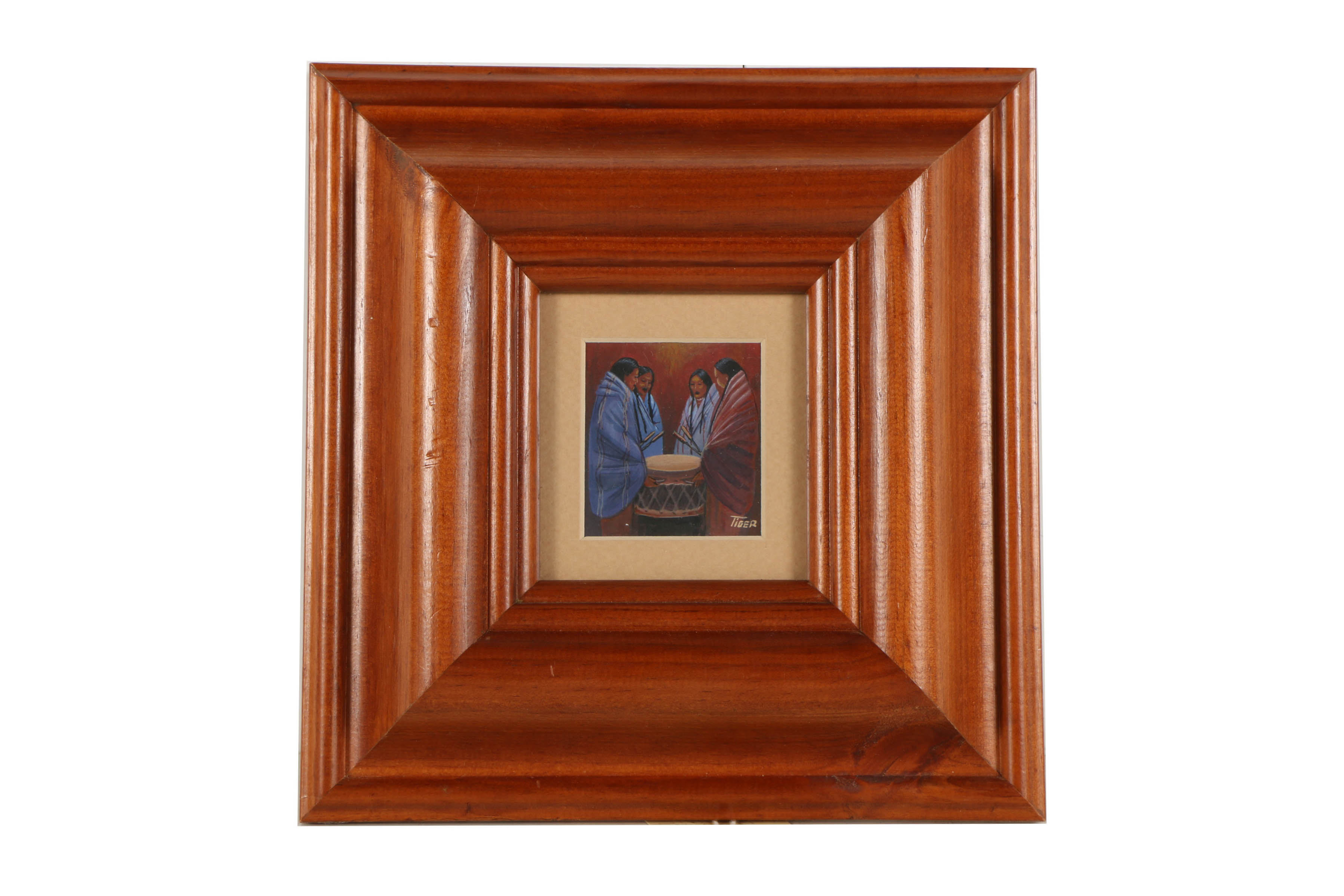 Collection of Jon Mark Tiger Paintings of Native American Figurative Scenes