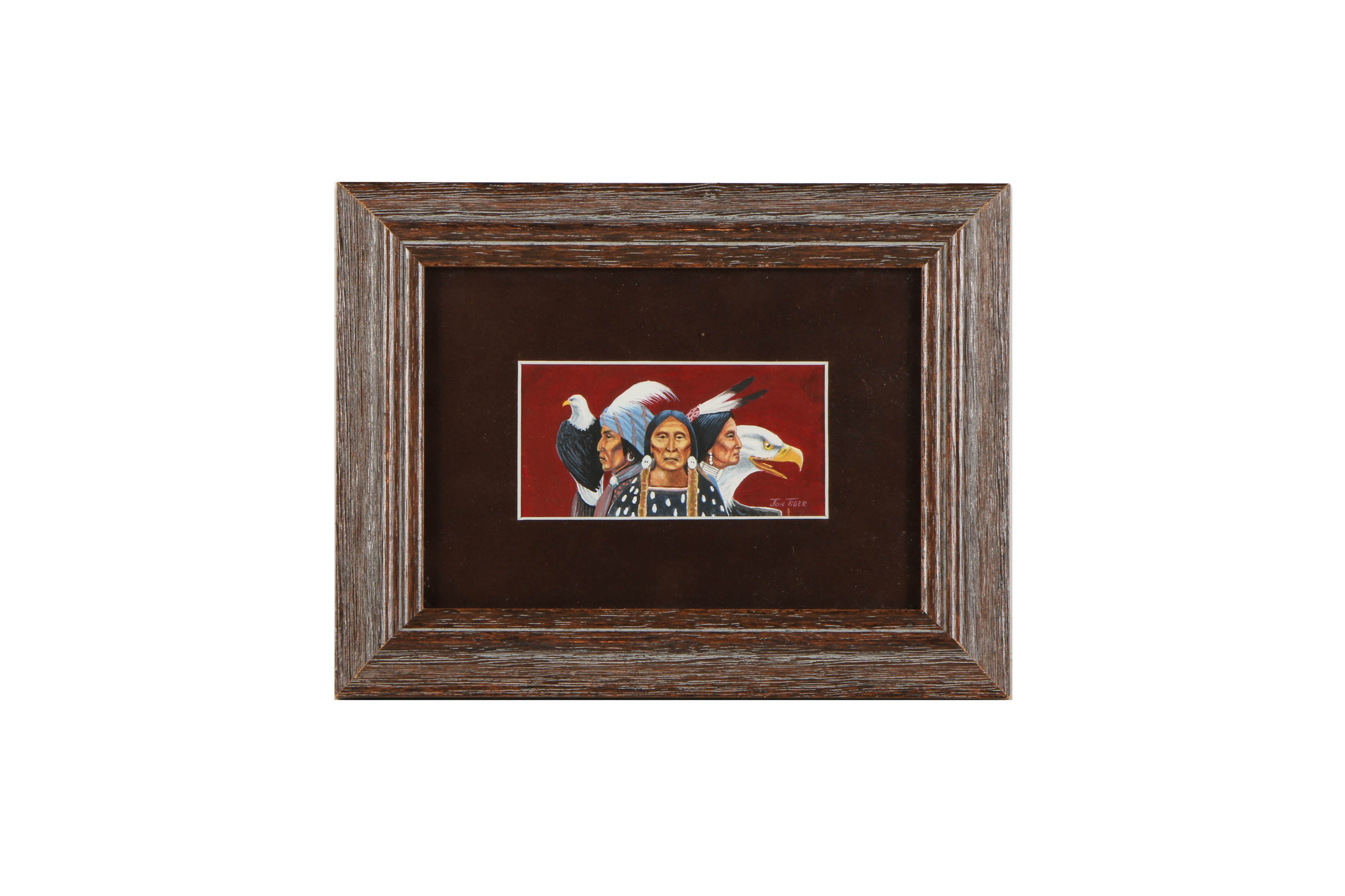 Collection of Jon Mark Tiger Paintings of Native American Figurative Scenes