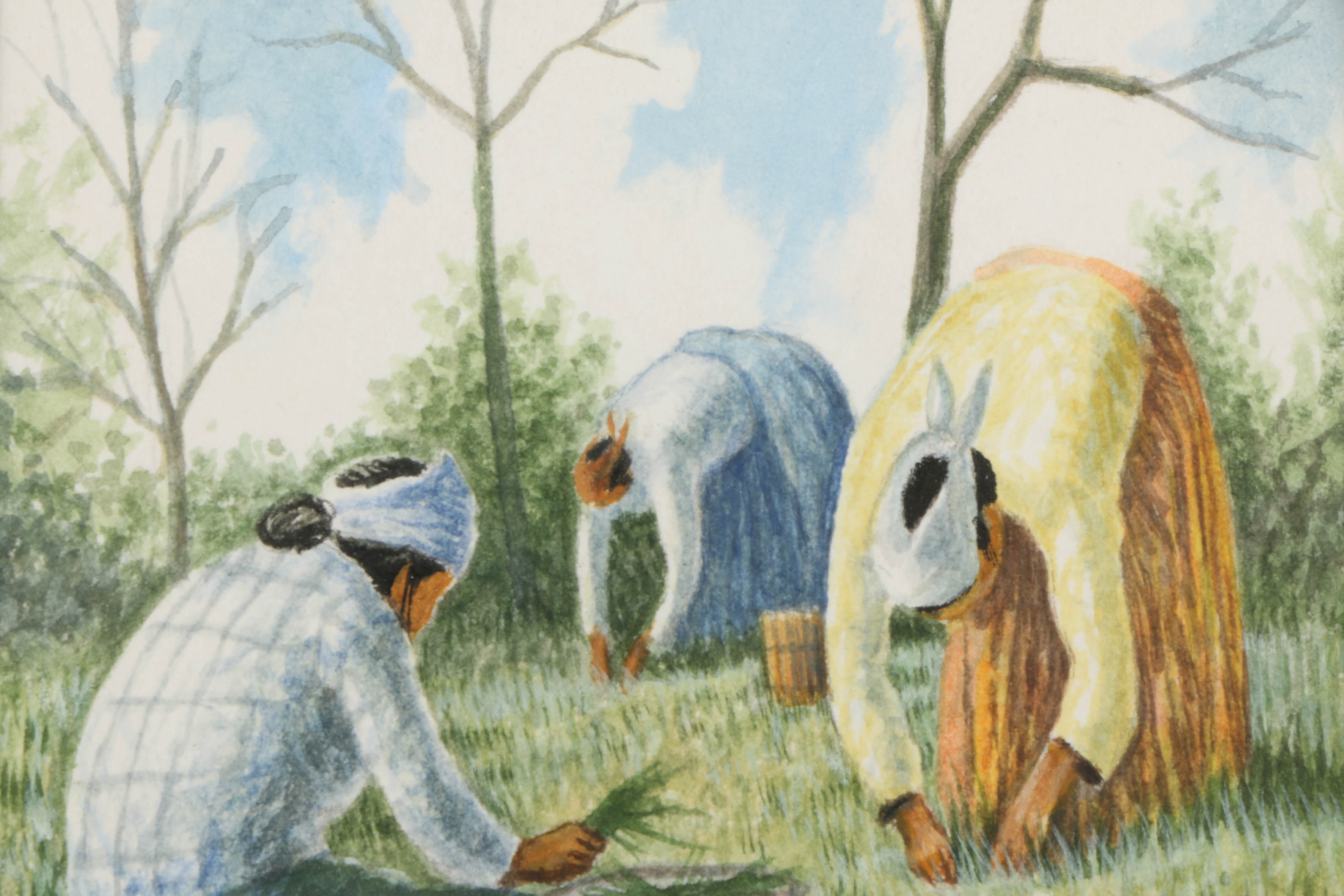 Collection of Jon Mark Tiger Paintings of Native American Figurative Scenes