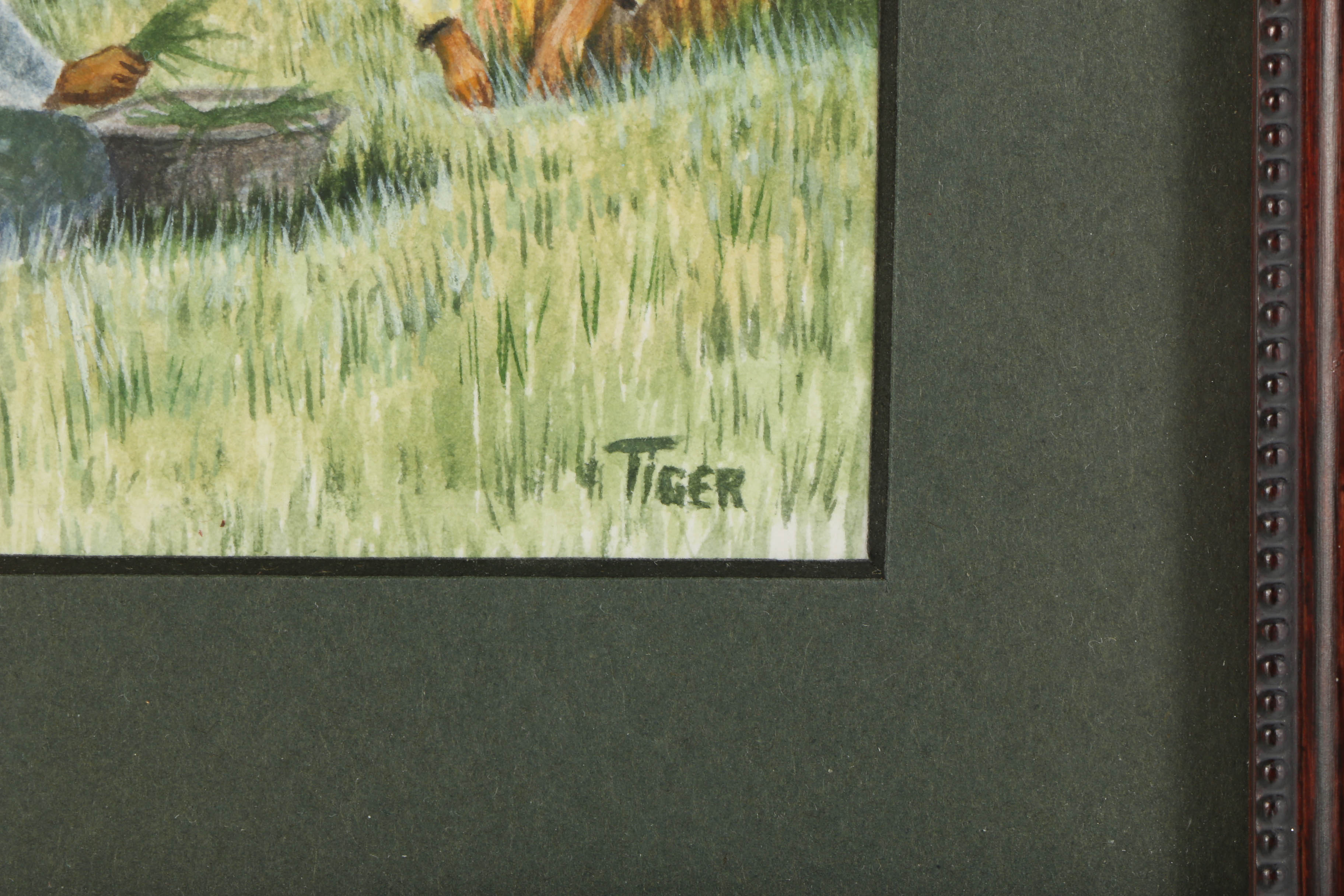 Collection of Jon Mark Tiger Paintings of Native American Figurative Scenes