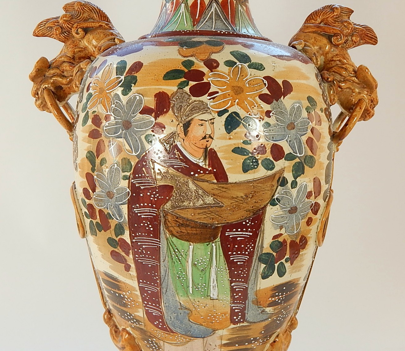 1920s Japanese Satsuma Handled Vase