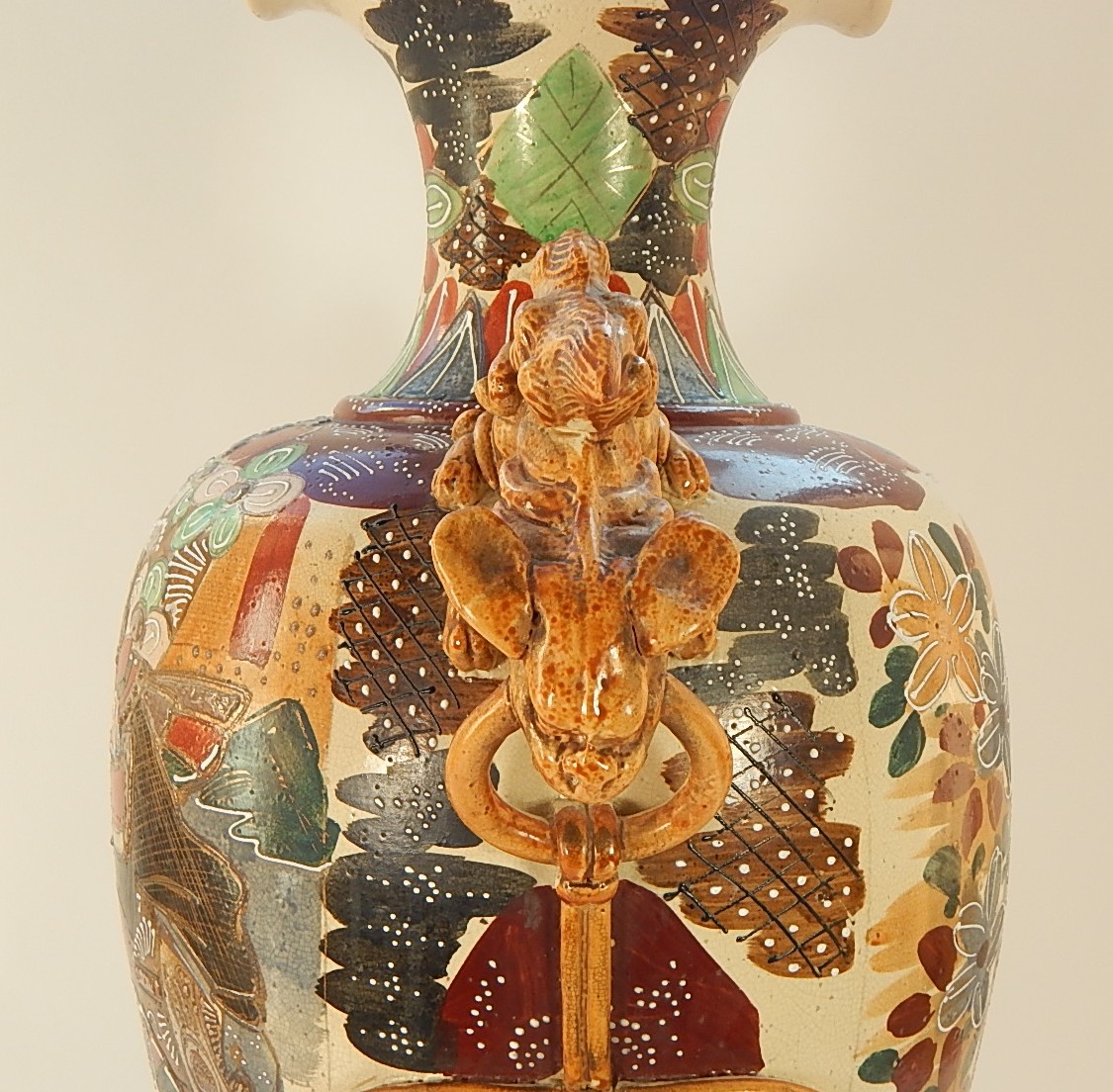 1920s Japanese Satsuma Handled Vase