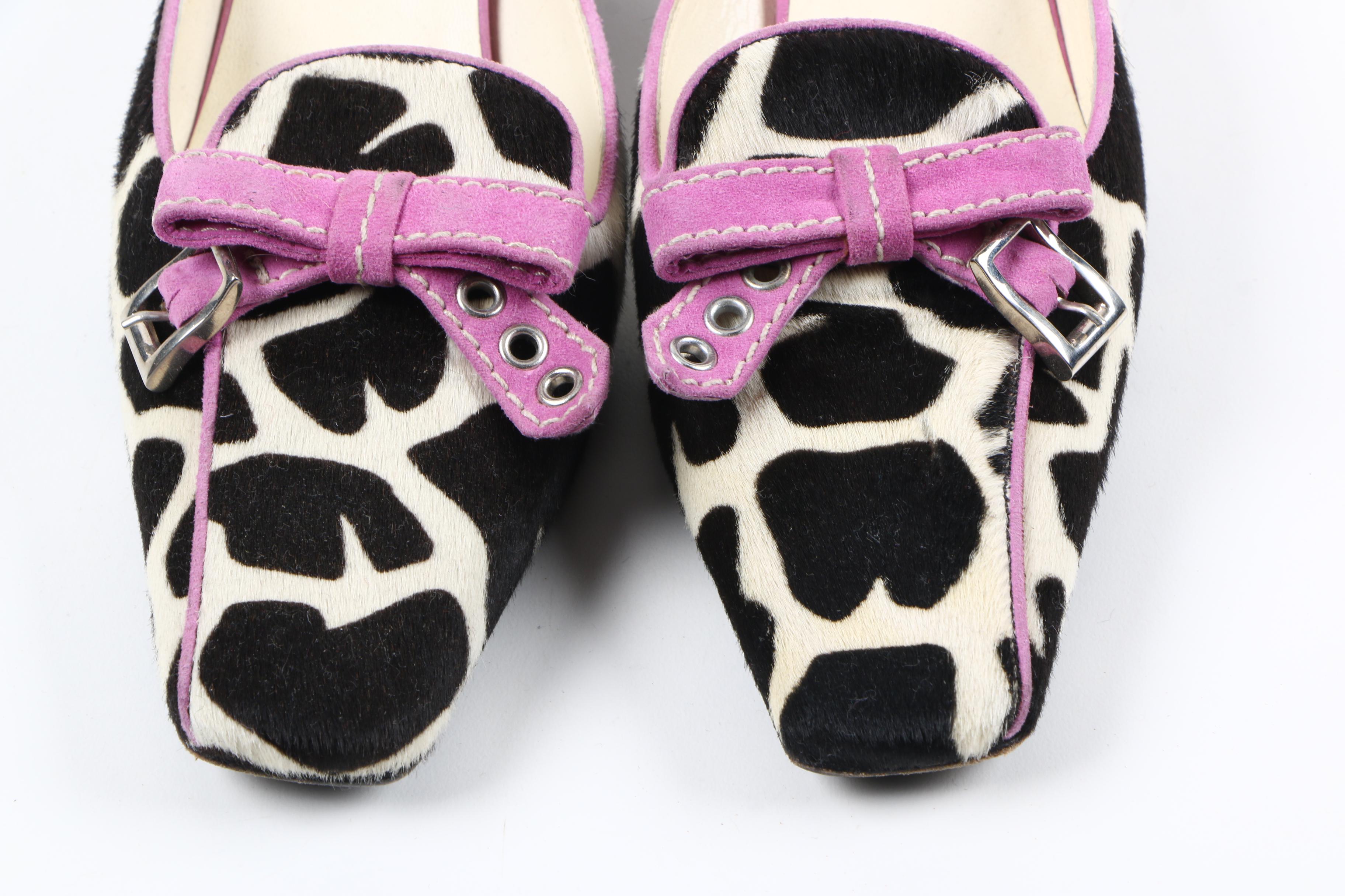 Women's Prada Pony Hair Giraffe Print Mules