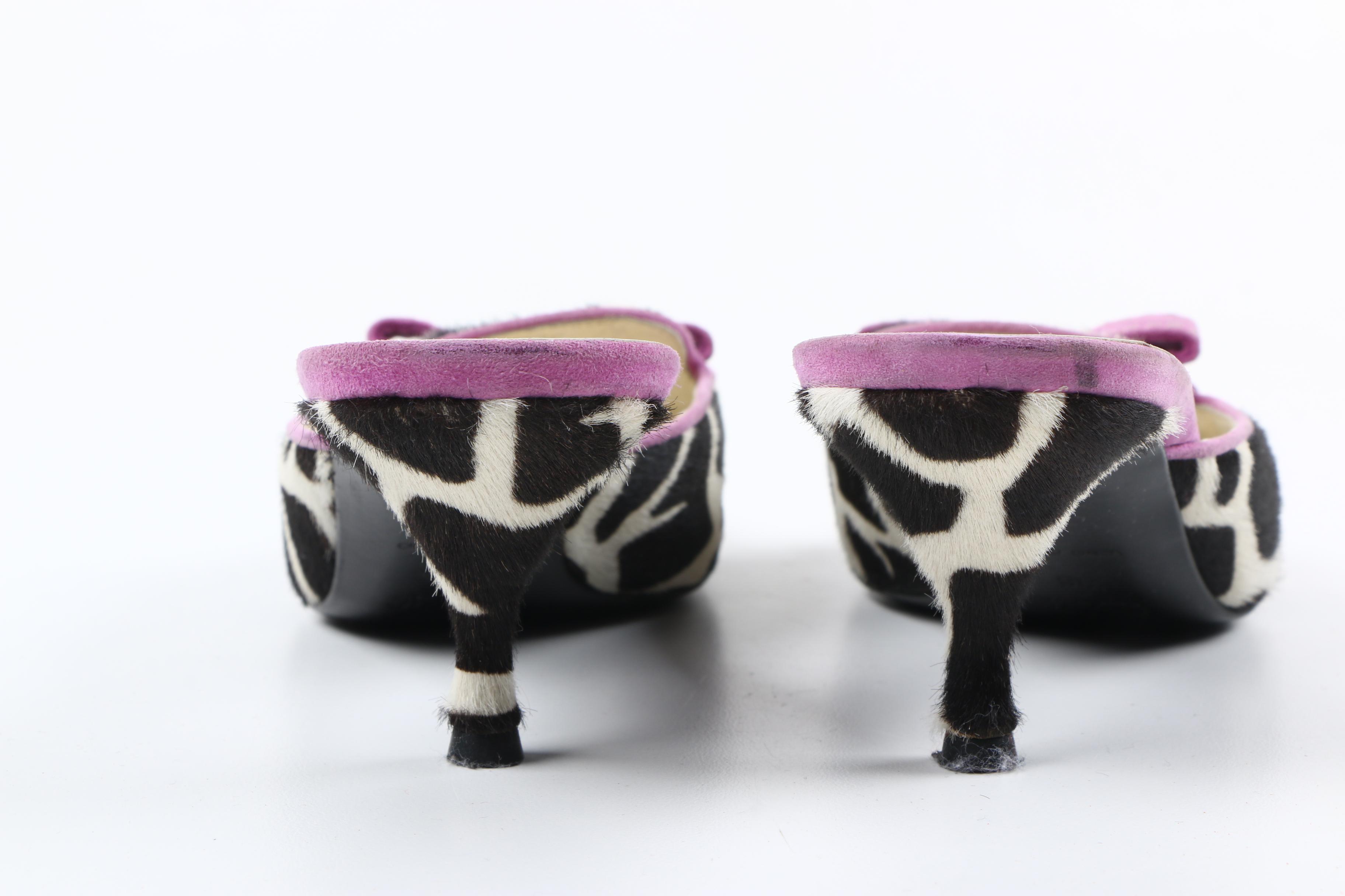 Women's Prada Pony Hair Giraffe Print Mules