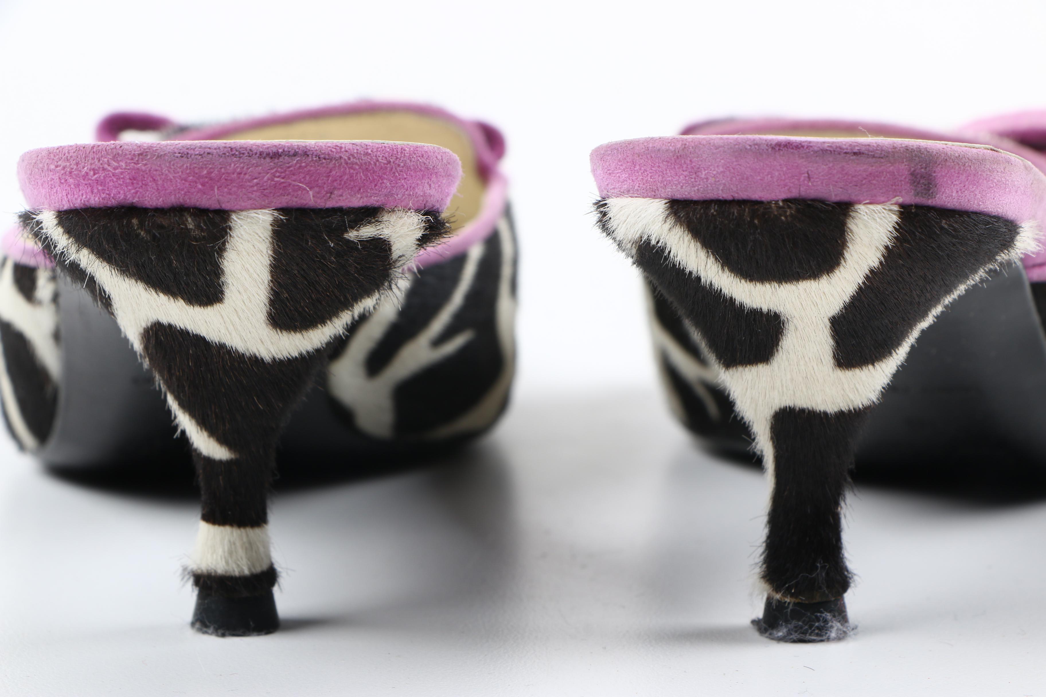 Women's Prada Pony Hair Giraffe Print Mules