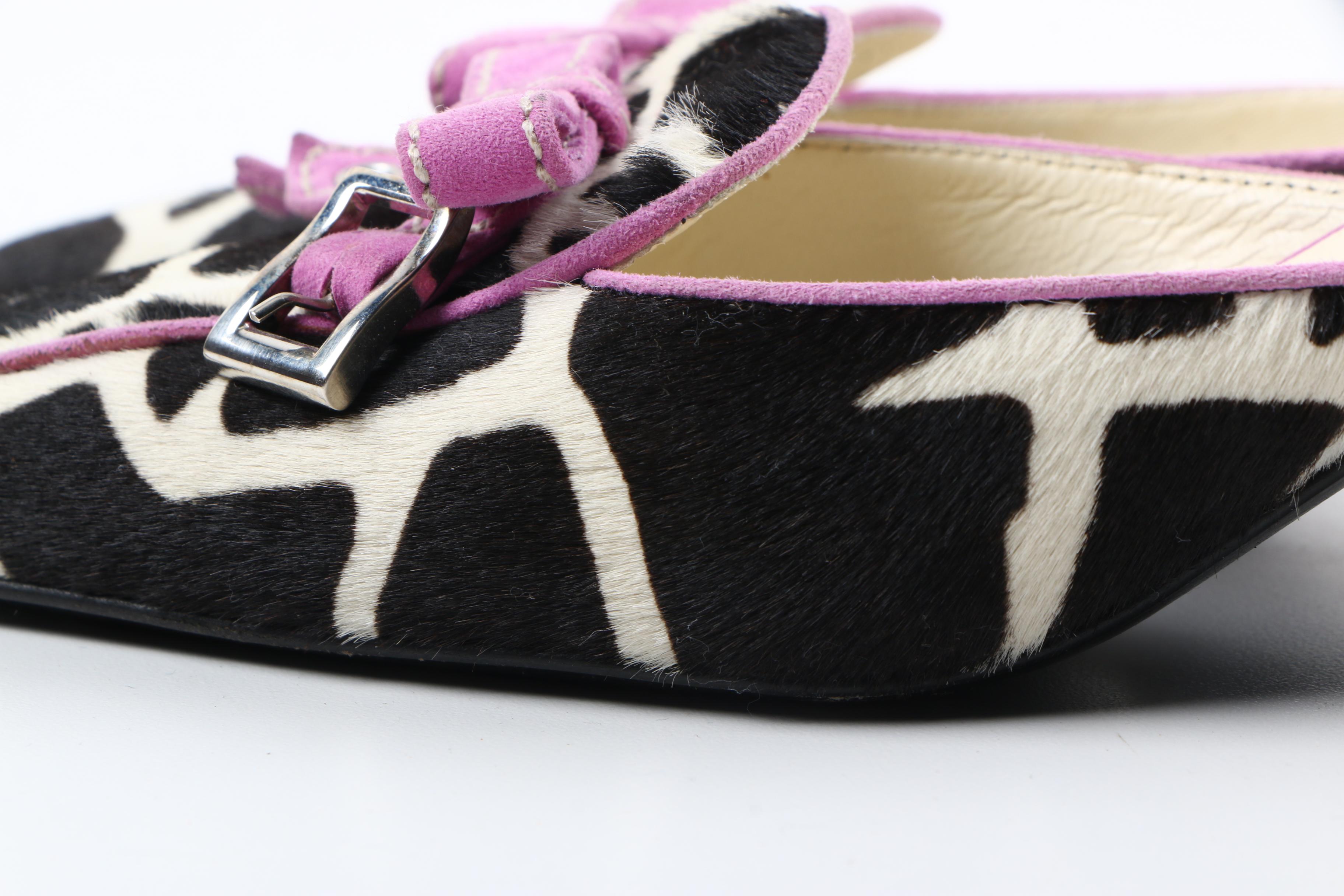 Women's Prada Pony Hair Giraffe Print Mules