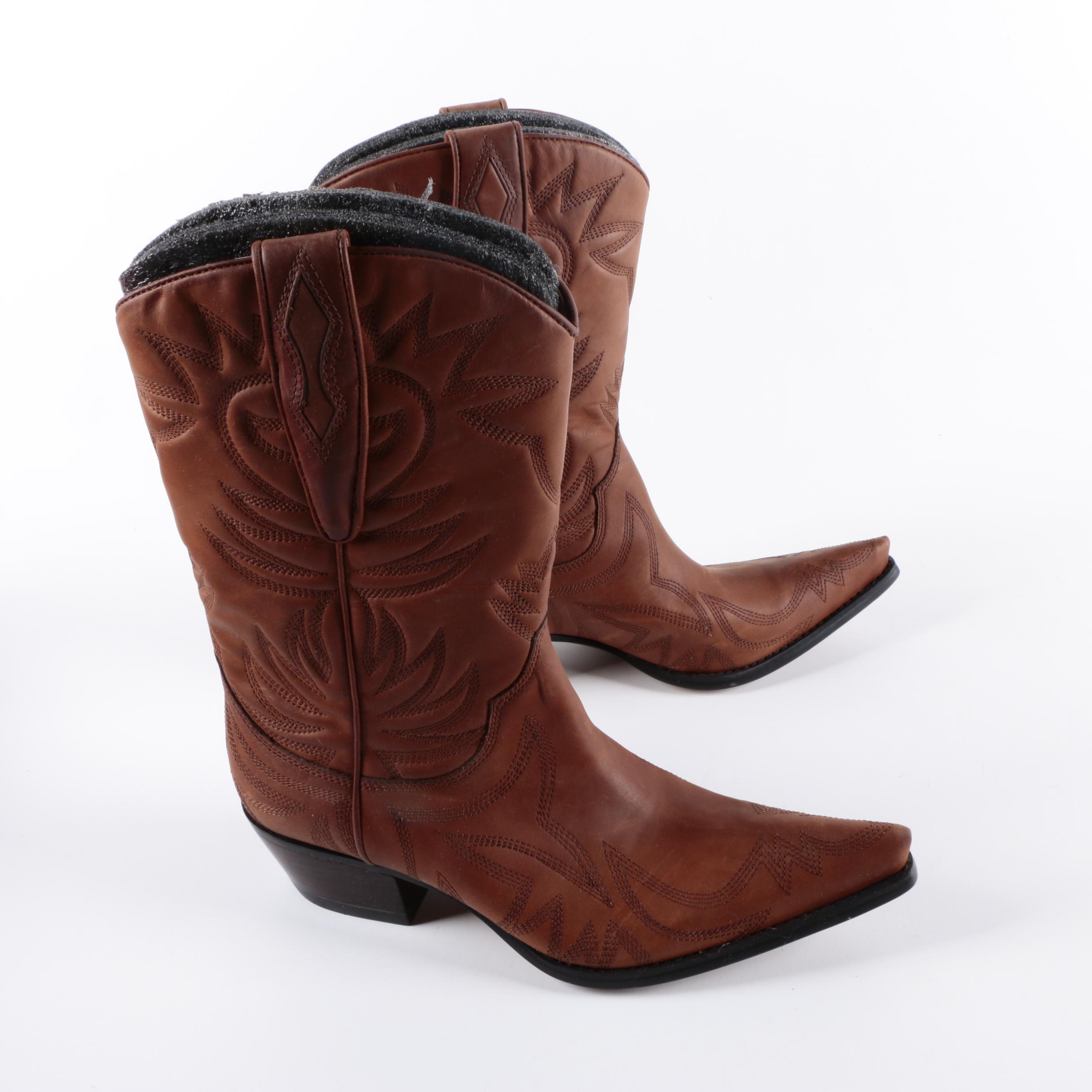 Guess Punk Brown Leather Boots