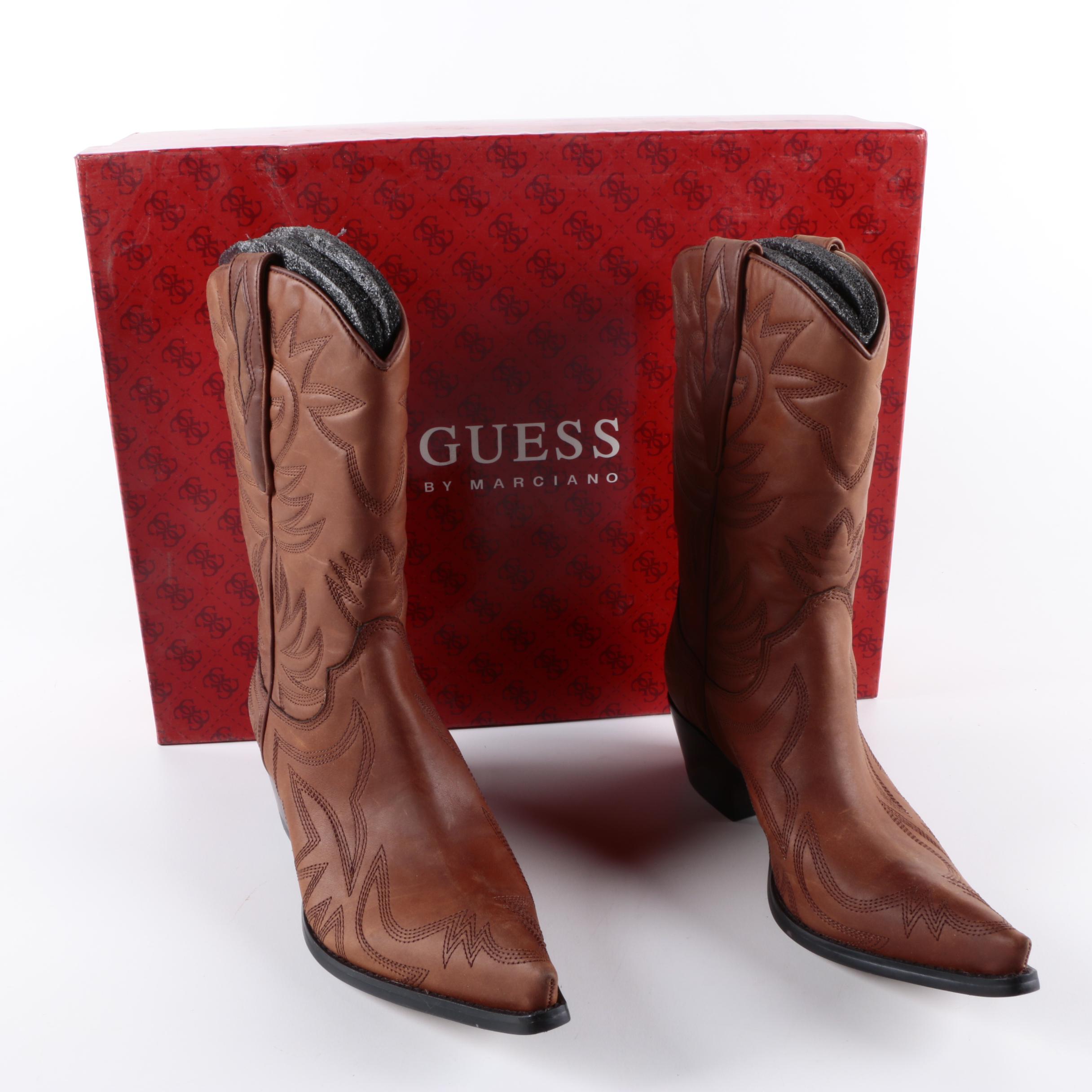 Guess Punk Brown Leather Boots