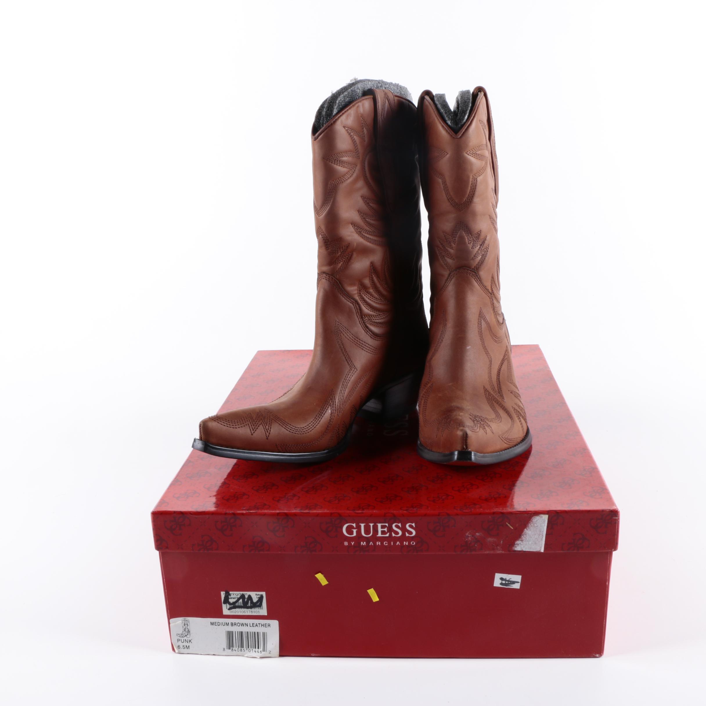 Guess Punk Brown Leather Boots