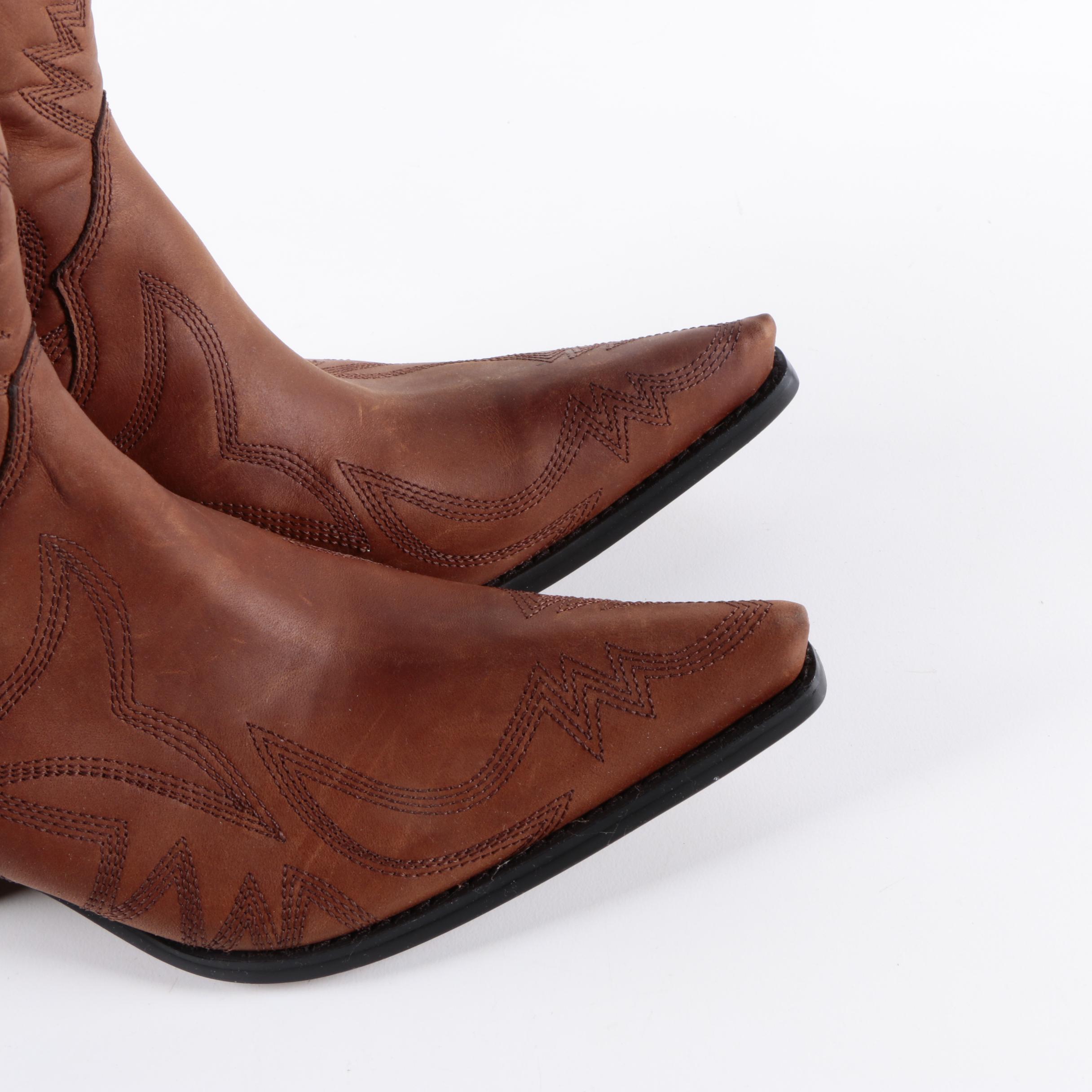 Guess Punk Brown Leather Boots