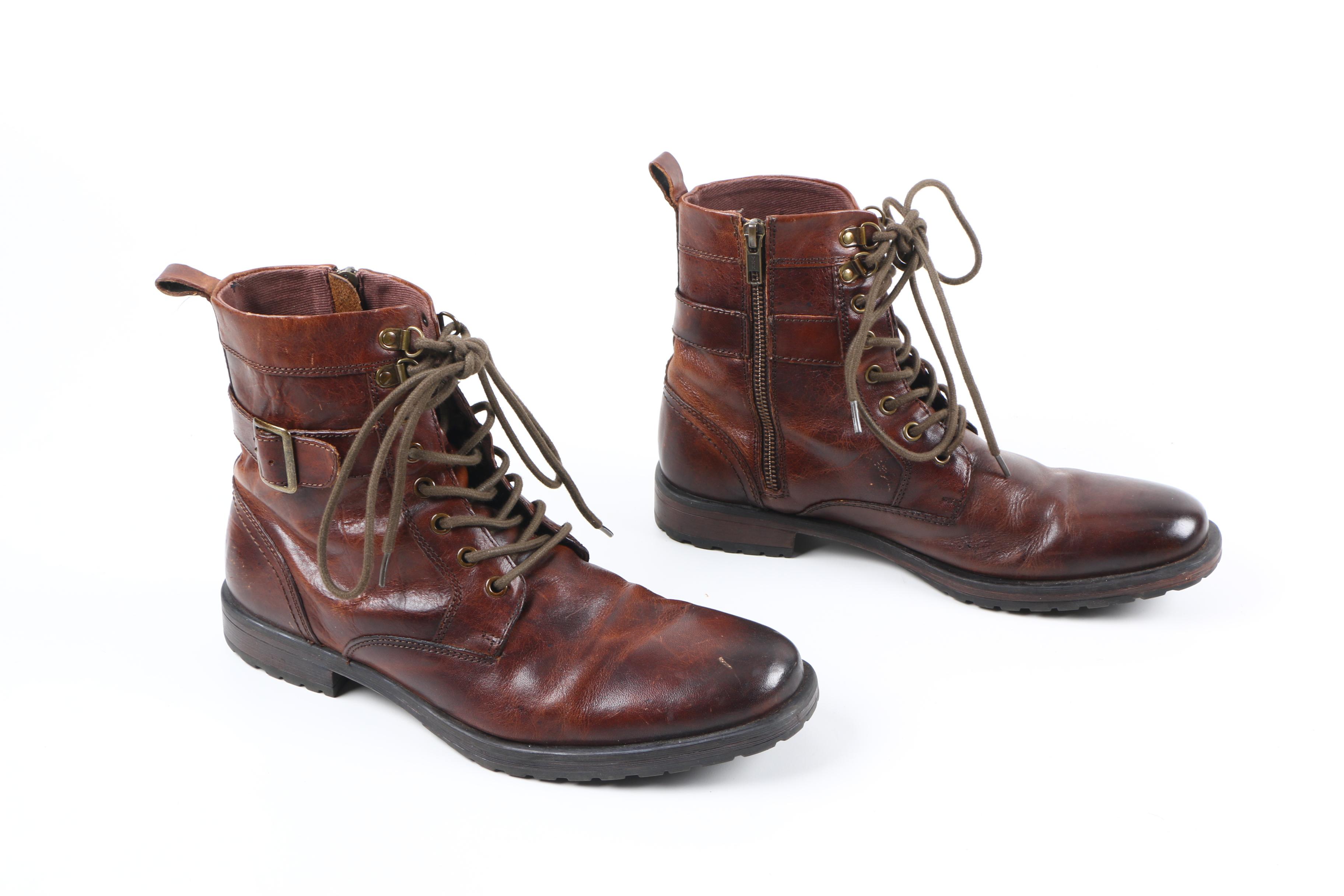 Men's Aston Grey Leather Boots