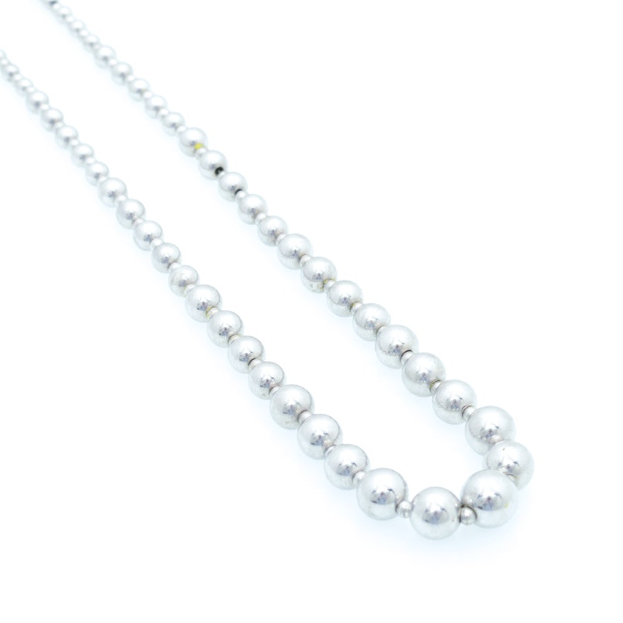 Sterling Silver Graduated Bead Necklace