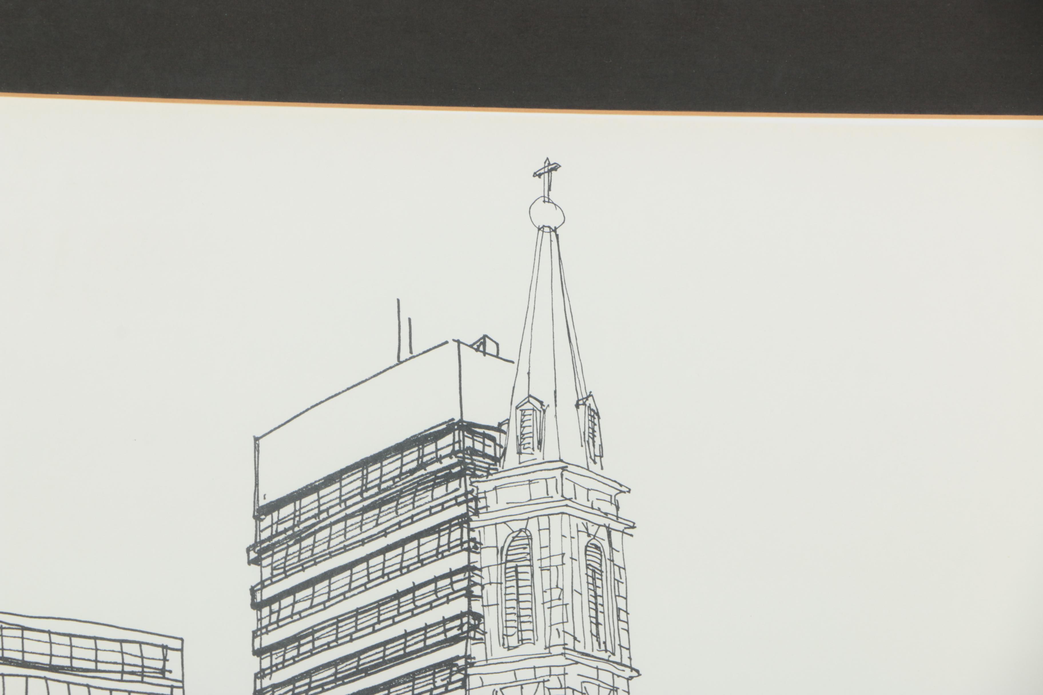 Lithograph on Paper "Old Cathedral"