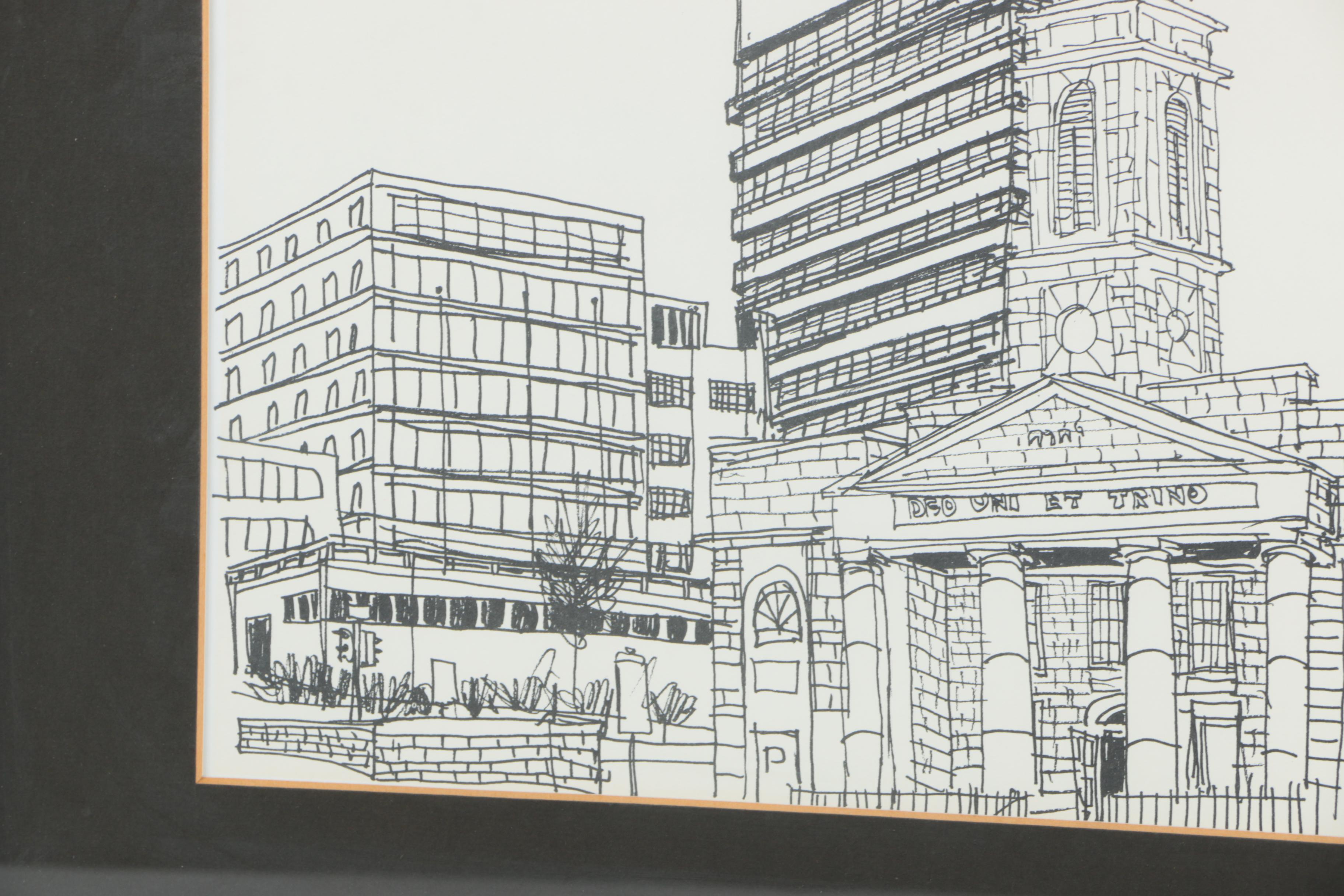 Lithograph on Paper "Old Cathedral"