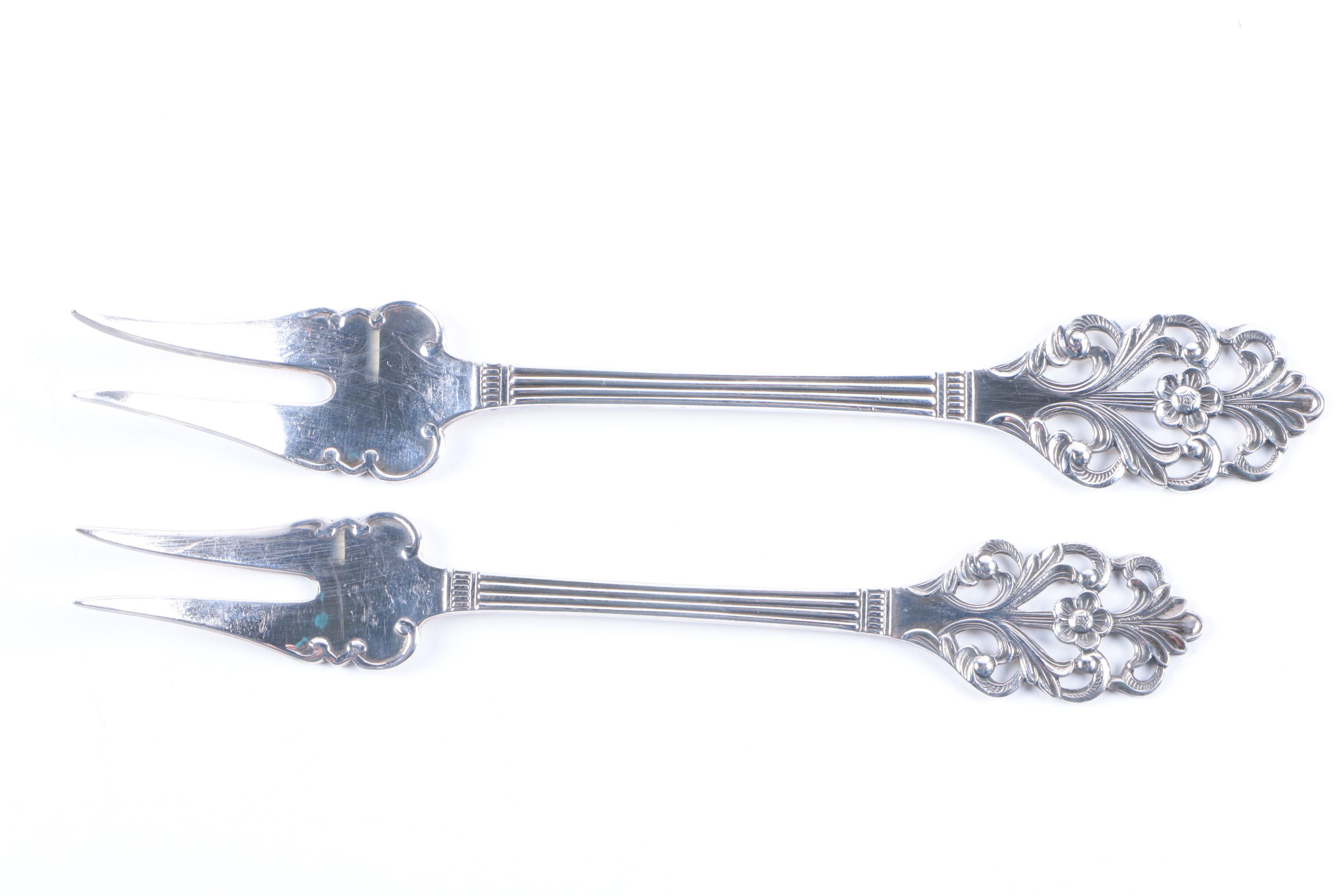 Th. Marthinsen "Viking Rose" Sterling Silver Serving Utensils