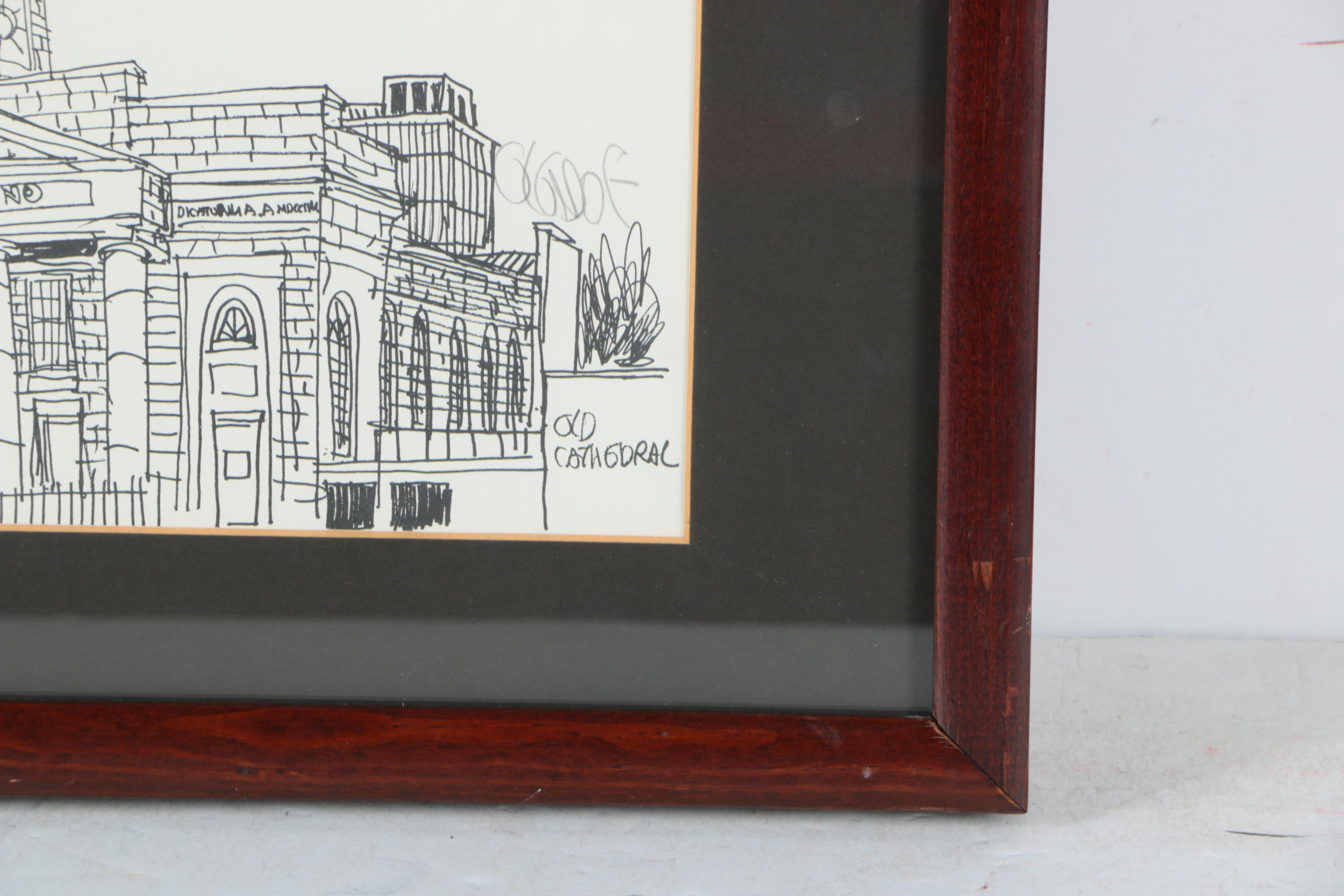 Lithograph on Paper "Old Cathedral"