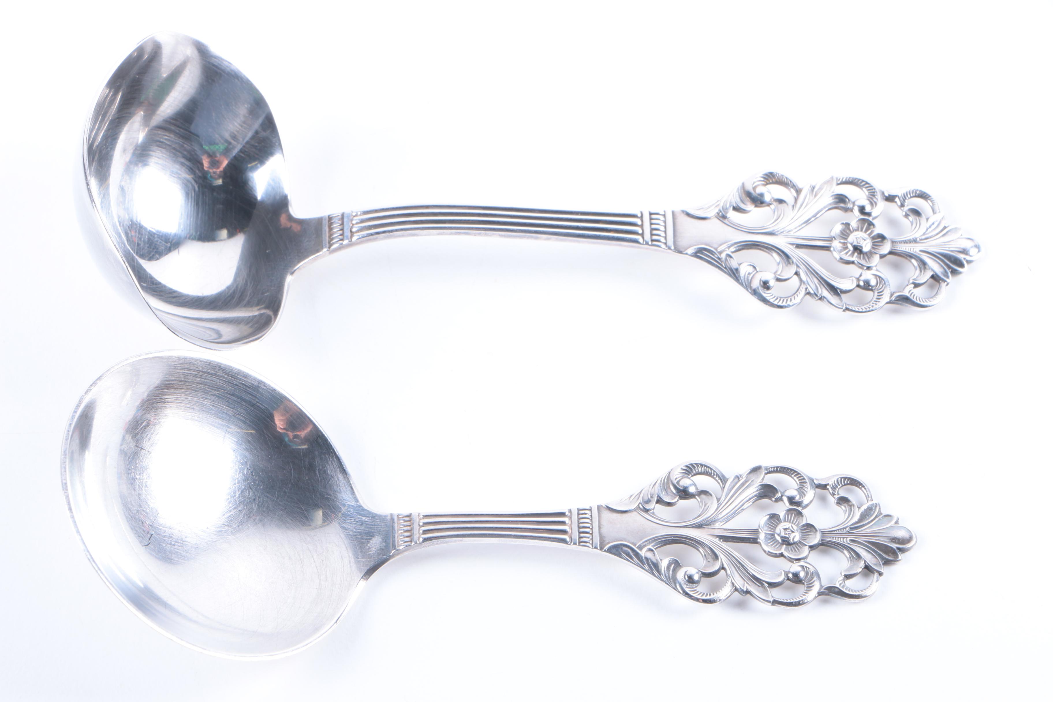 Th. Marthinsen "Viking Rose" Sterling Silver Serving Utensils