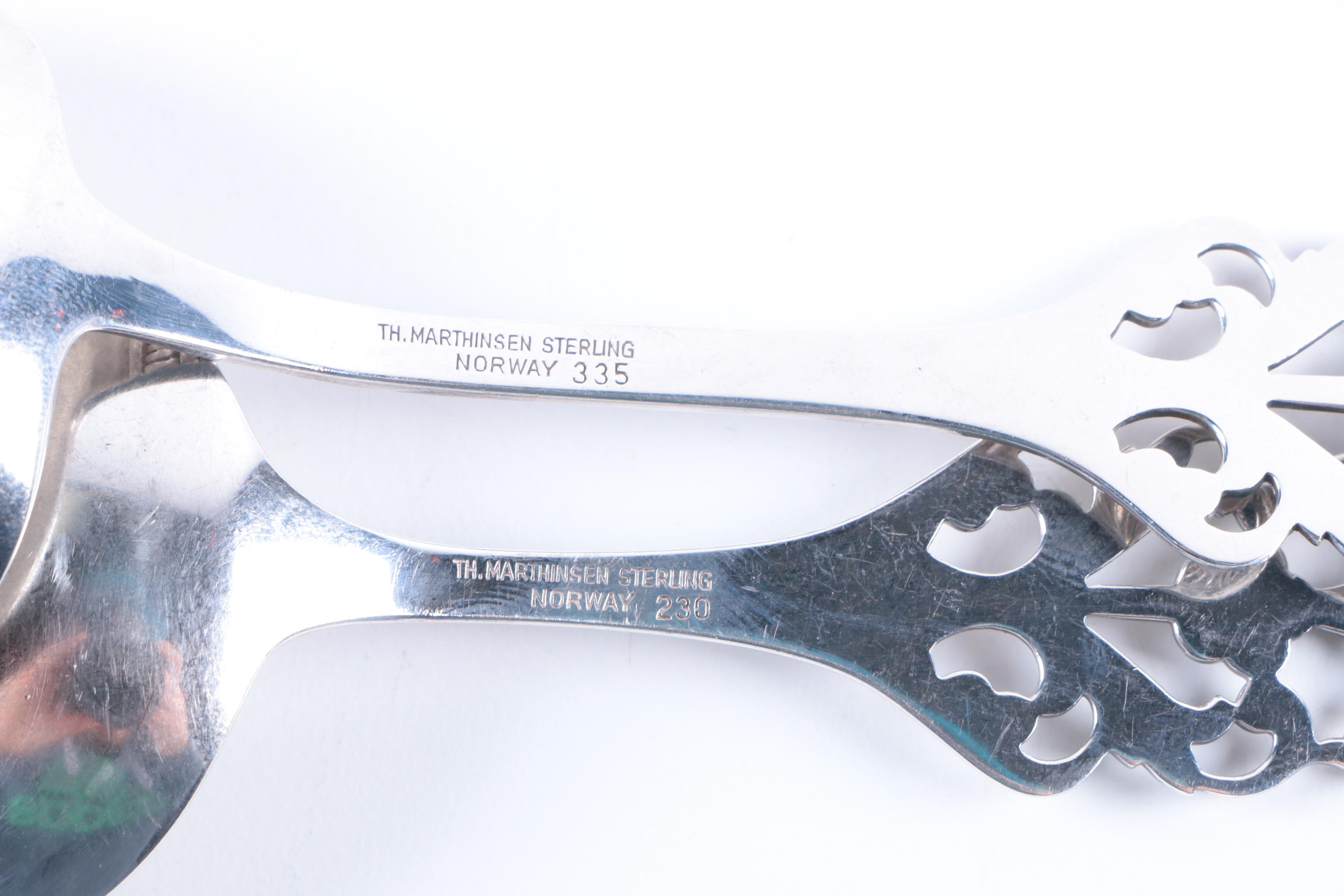 Th. Marthinsen "Viking Rose" Sterling Silver Serving Utensils