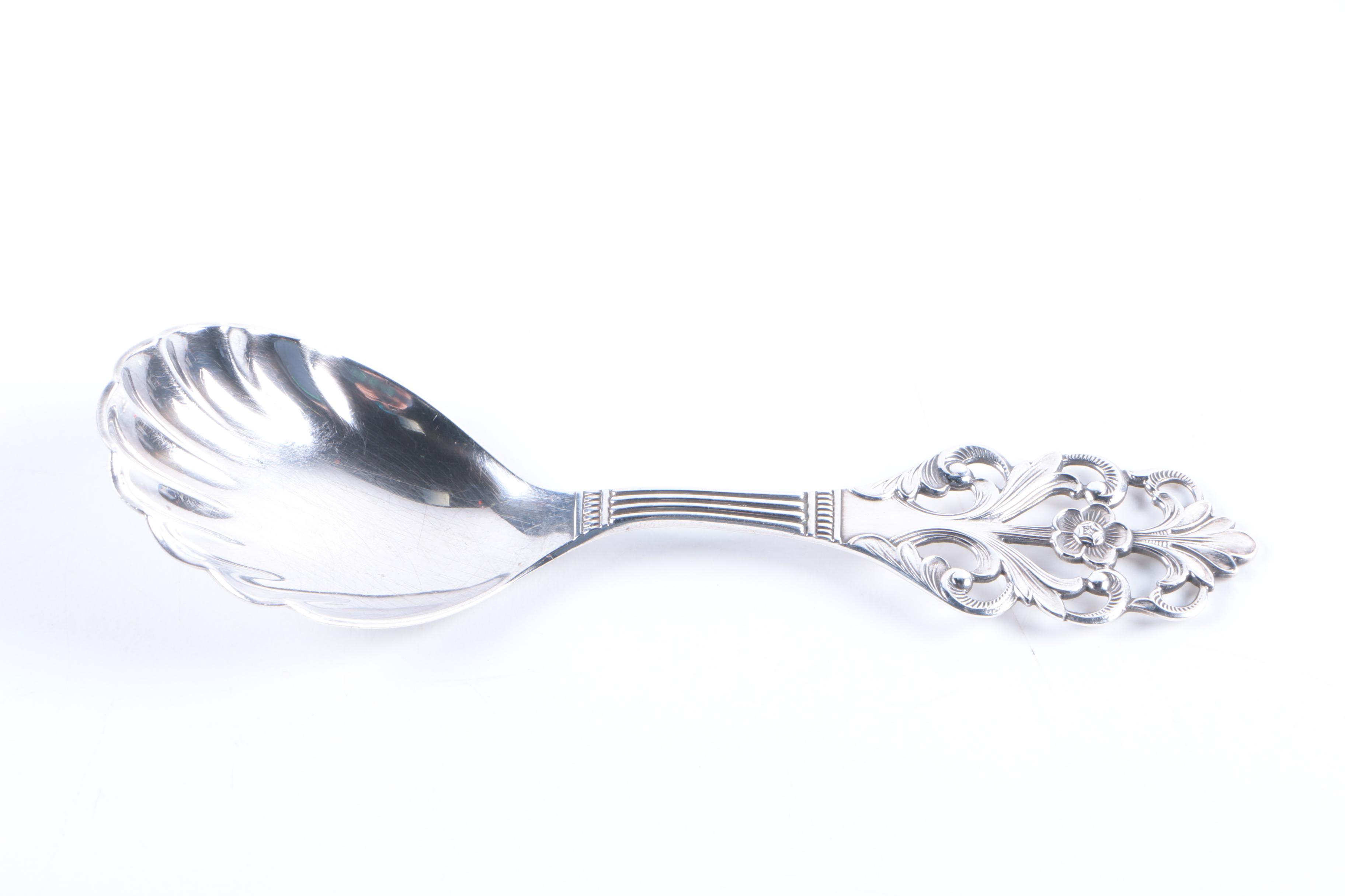 Th. Marthinsen "Viking Rose" Sterling Silver Serving Utensils