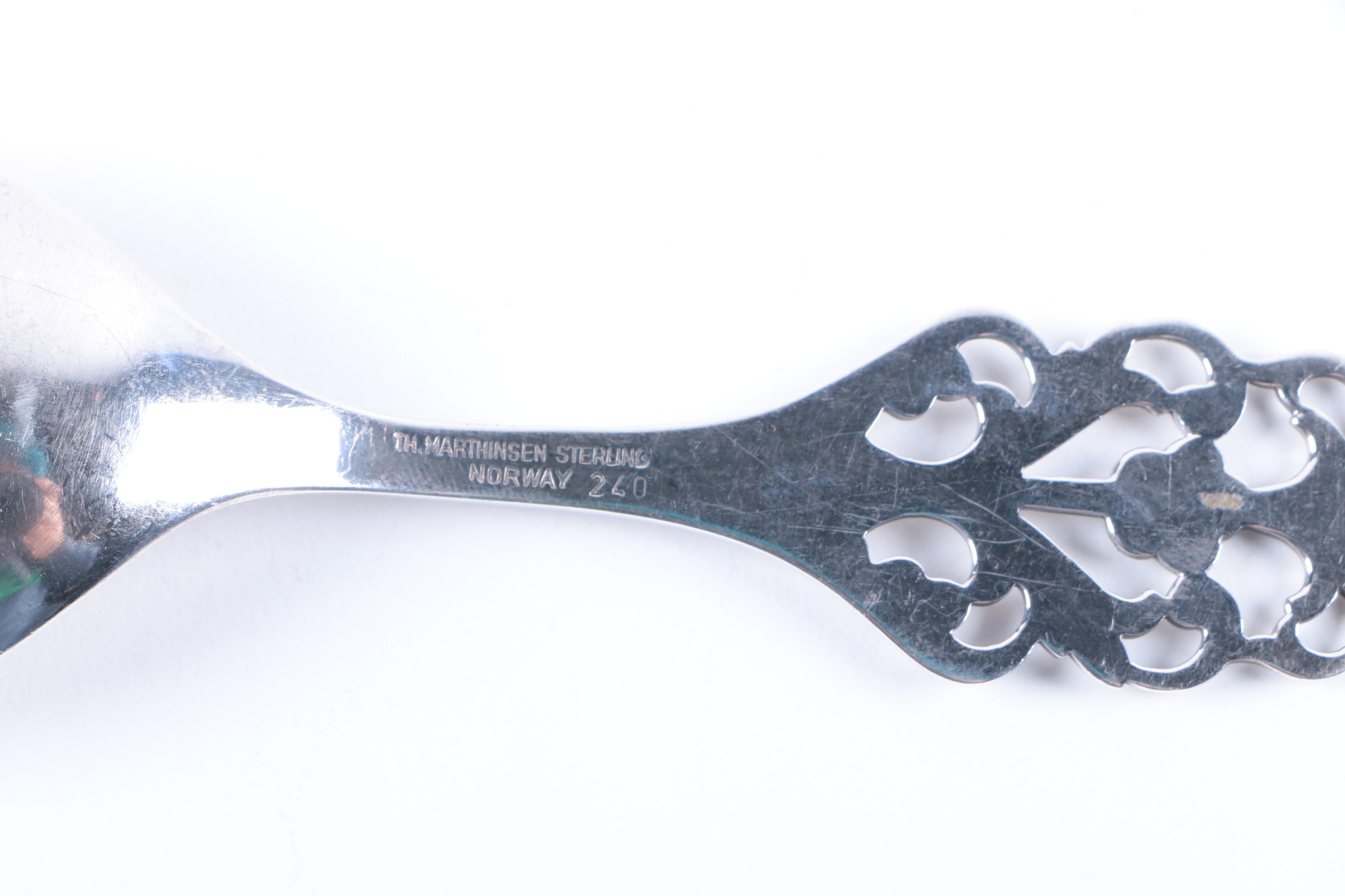 Th. Marthinsen "Viking Rose" Sterling Silver Serving Utensils