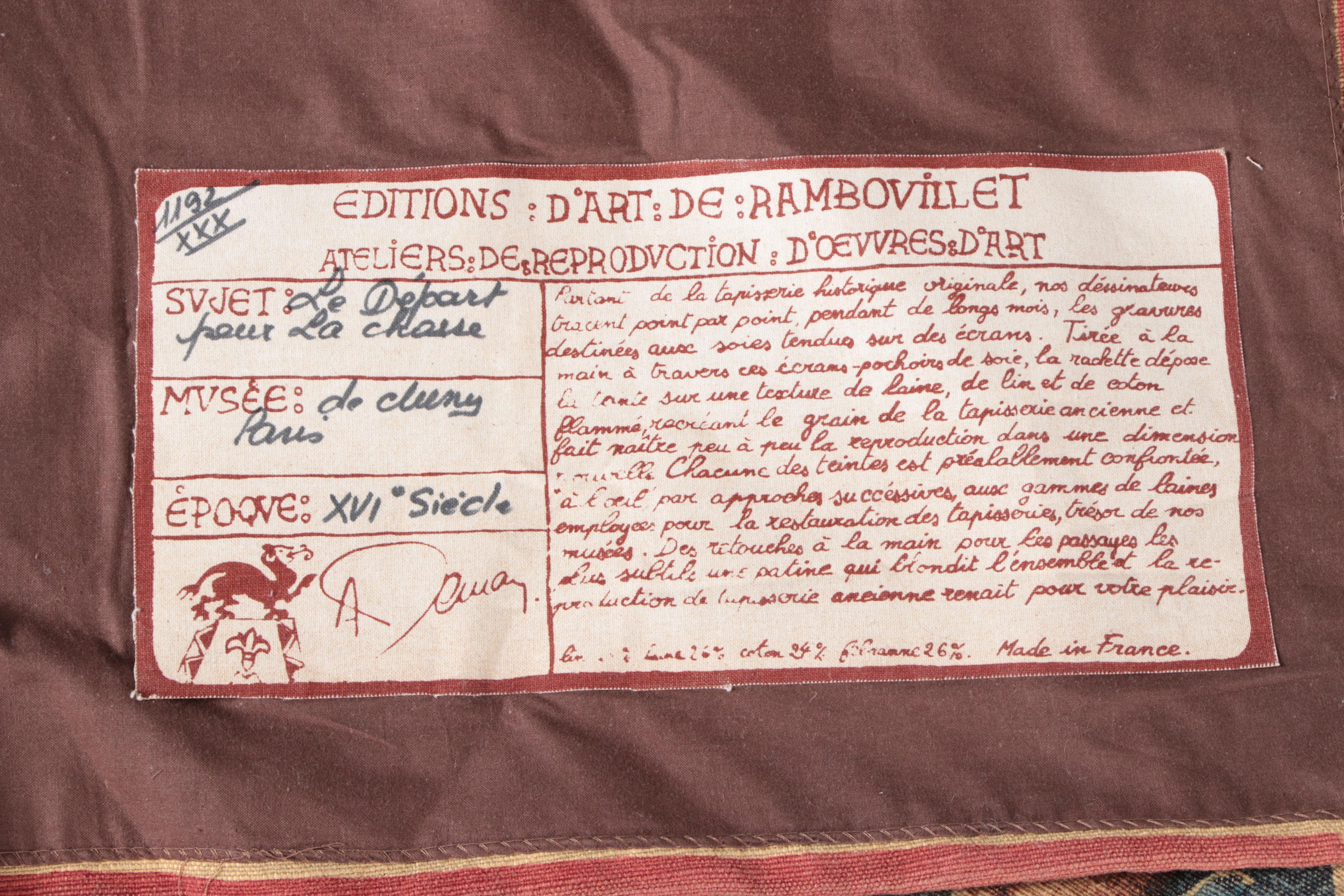 "Editions d'Art de Rambouillet" Reproduction Tapestry