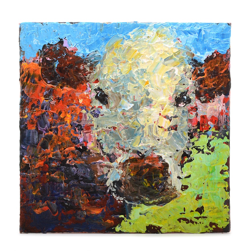 Elle Rains Original Acrylic Painting on Canvas Board of a Cow
