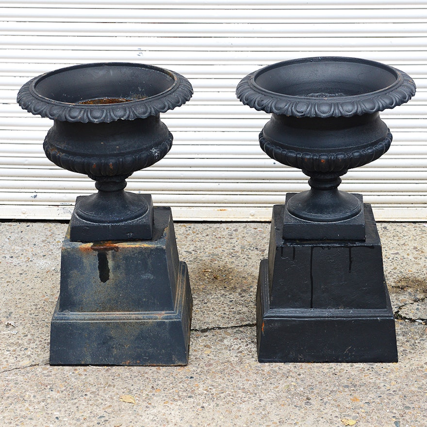 Iron Urns with Bases