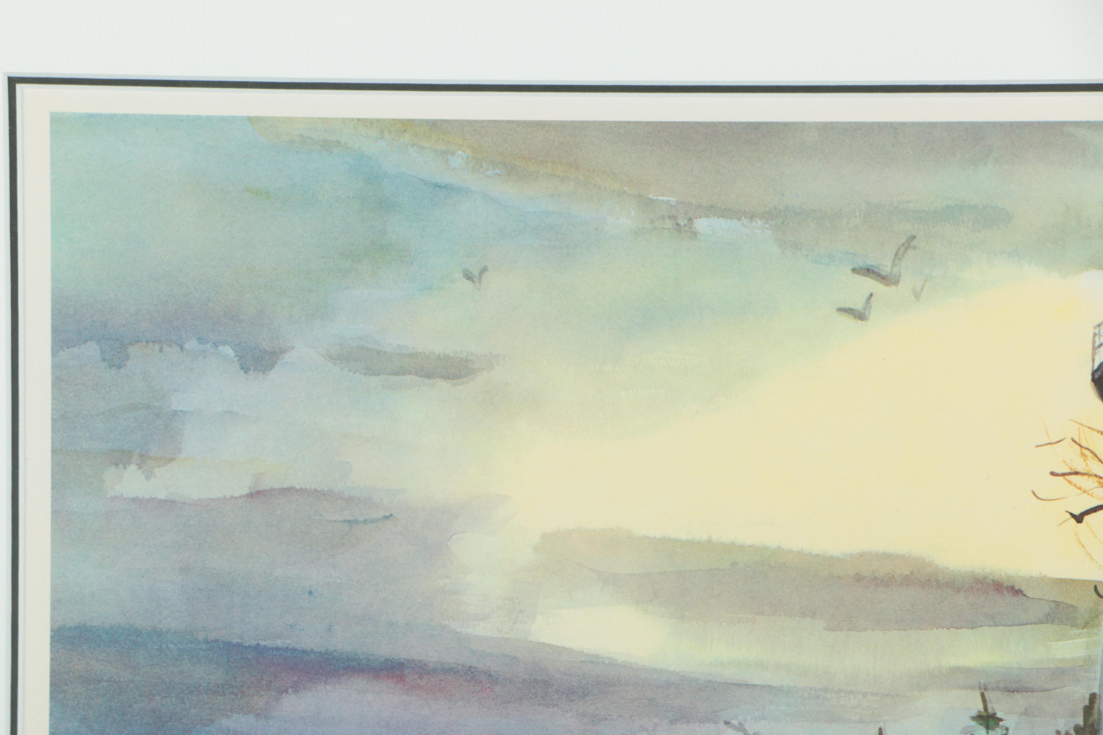 Offset Lithograph After Earl Gross of a Lighthouse